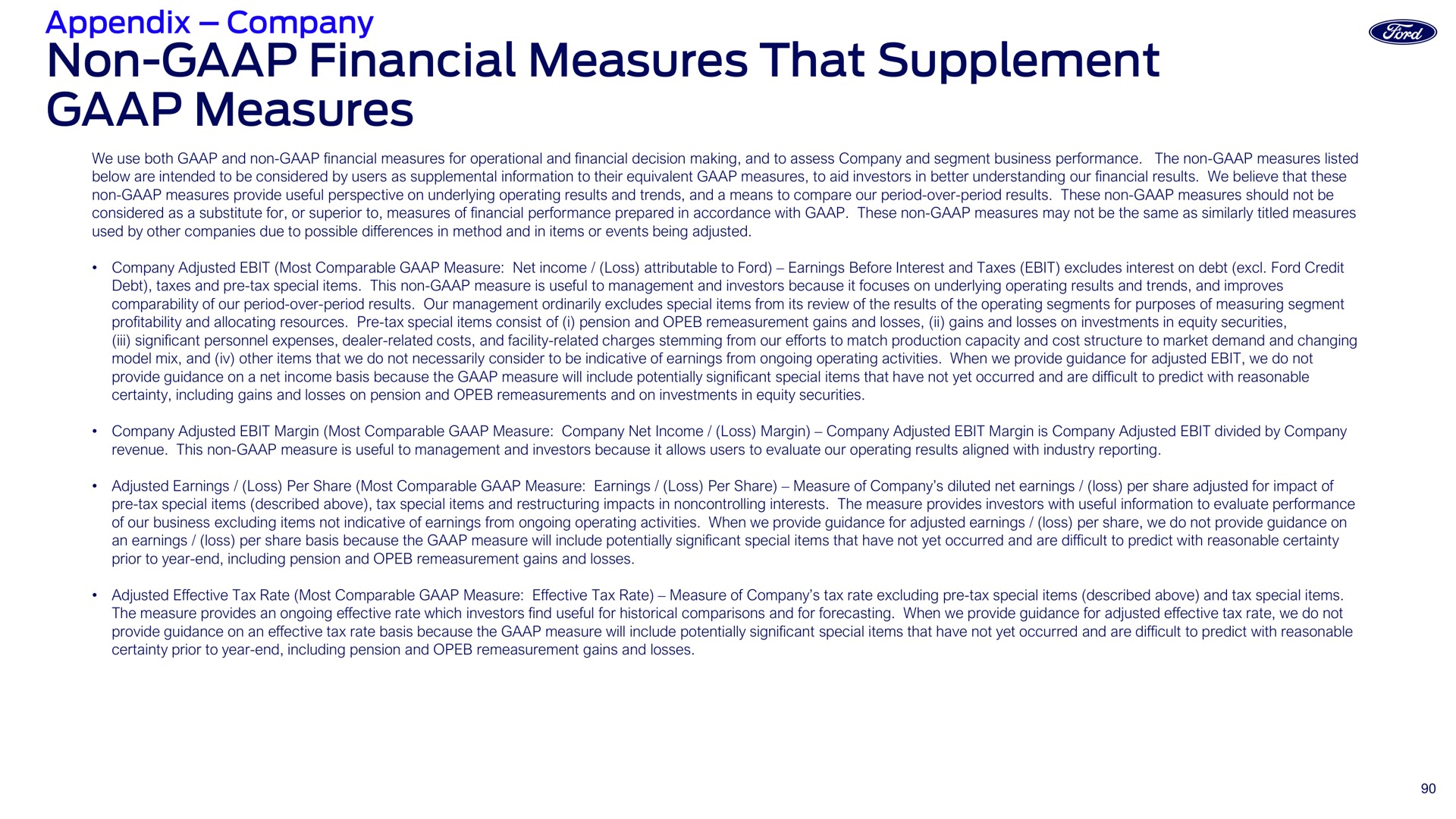 non financial measures that supplement measures | Ford Credit