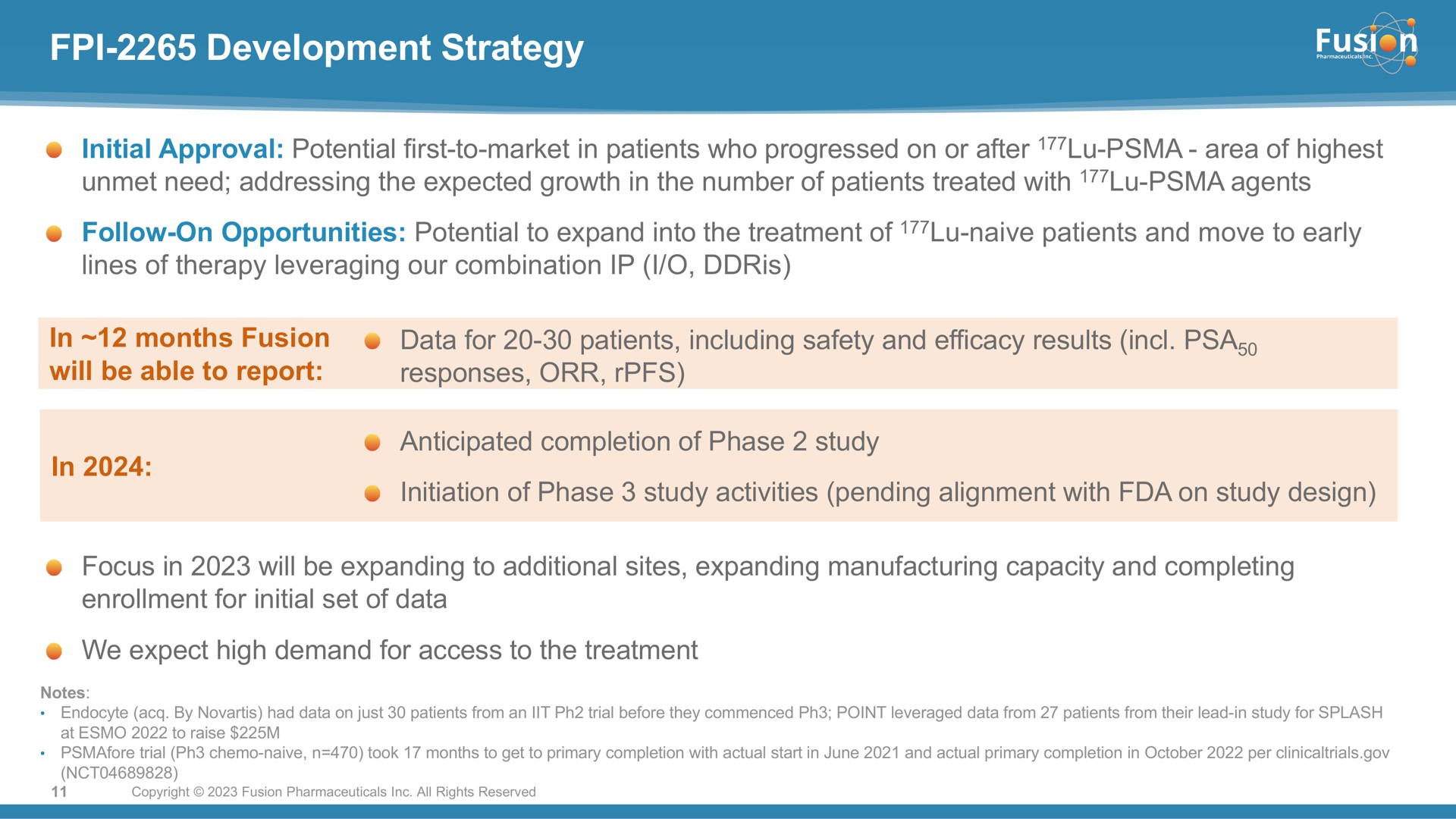 development strategy | Fusion Pharmaceuticals