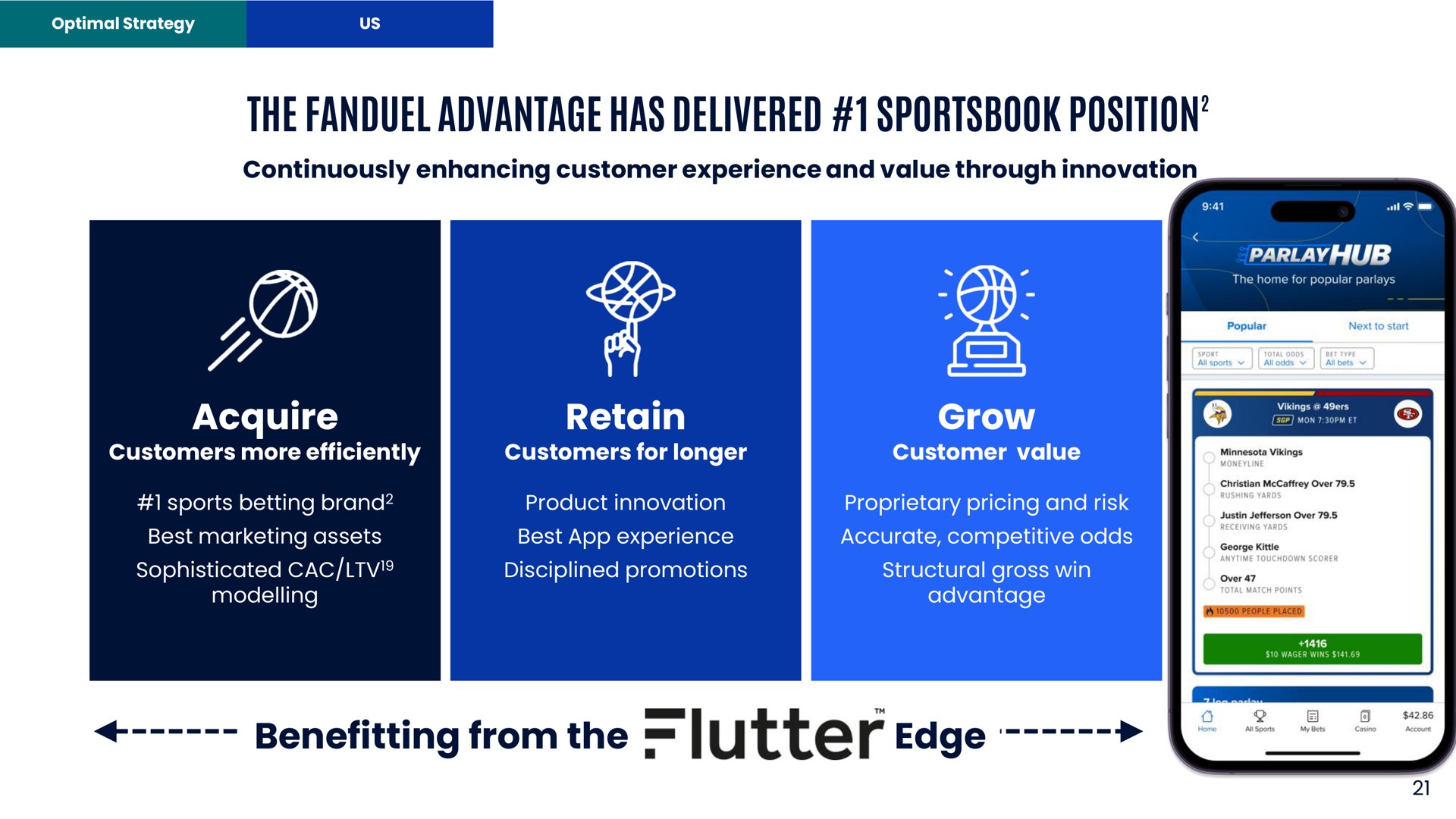 the advantage has delivered position acquire retain grow benefitting from the edge position | Flutter