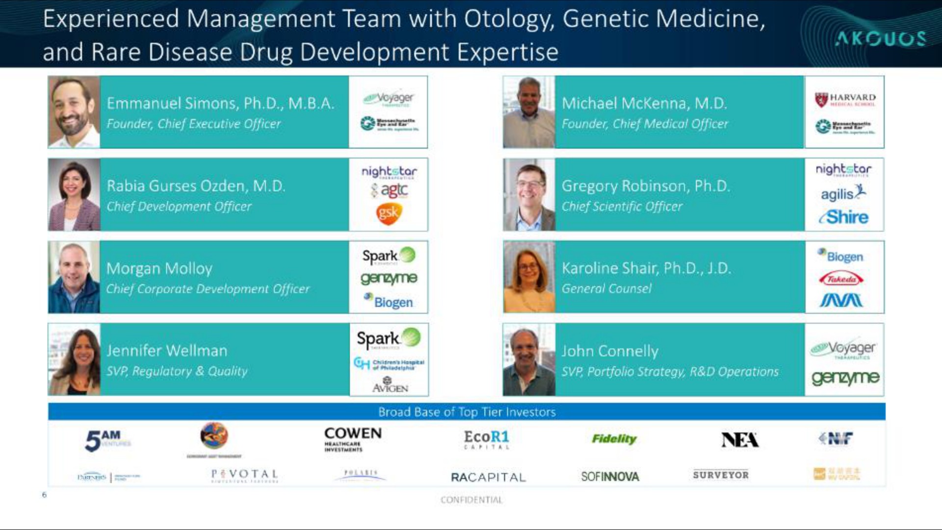 experienced management team with otology genetic medicine and rare disease drug development | Akouos