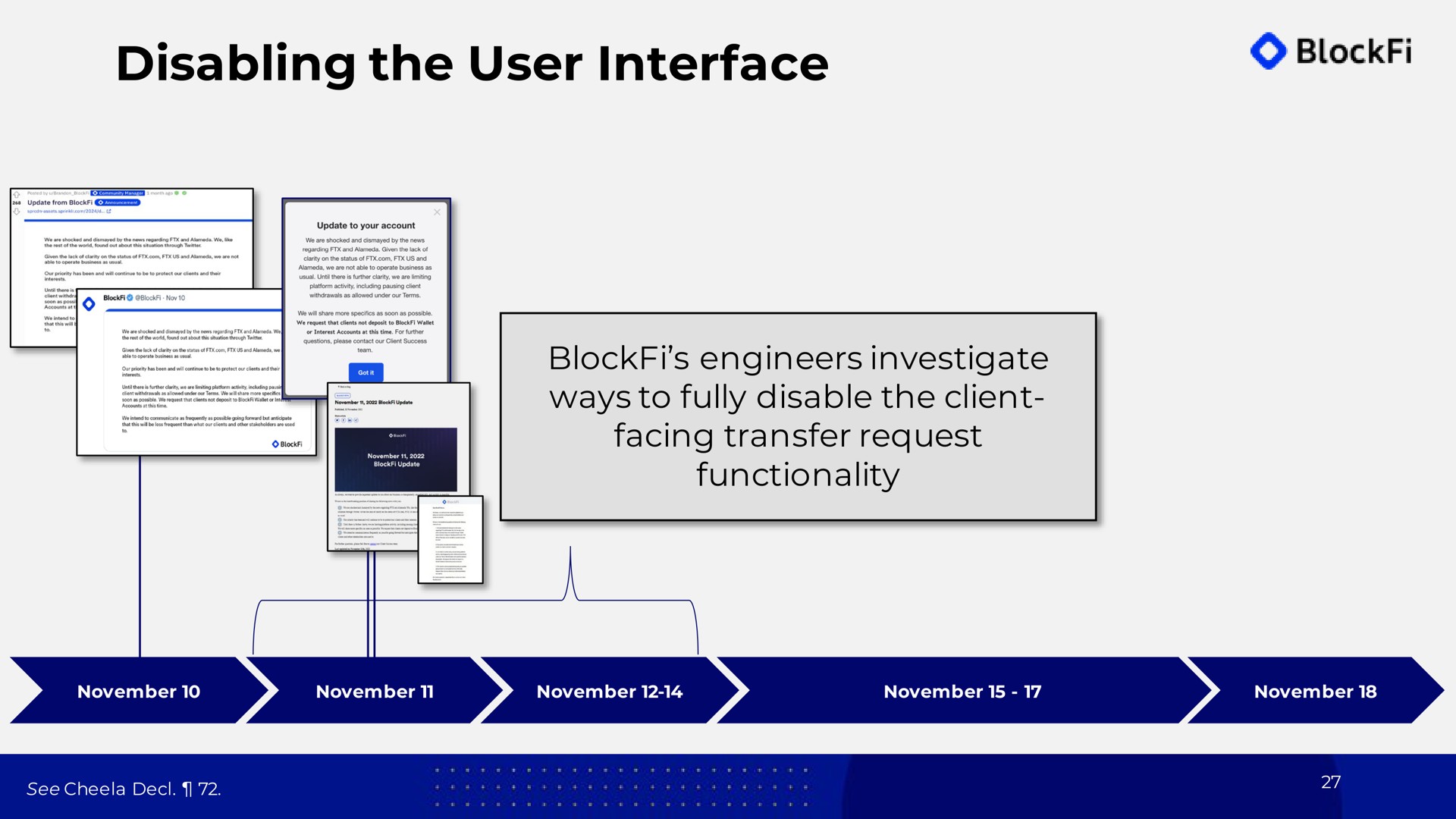 disabling the user interface | BlockFi