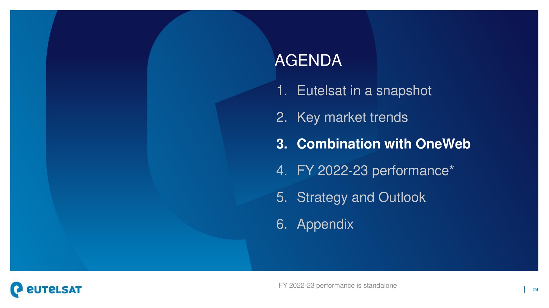 agenda in a snapshot key market trends combination with performance strategy and outlook appendix | Eutelsat