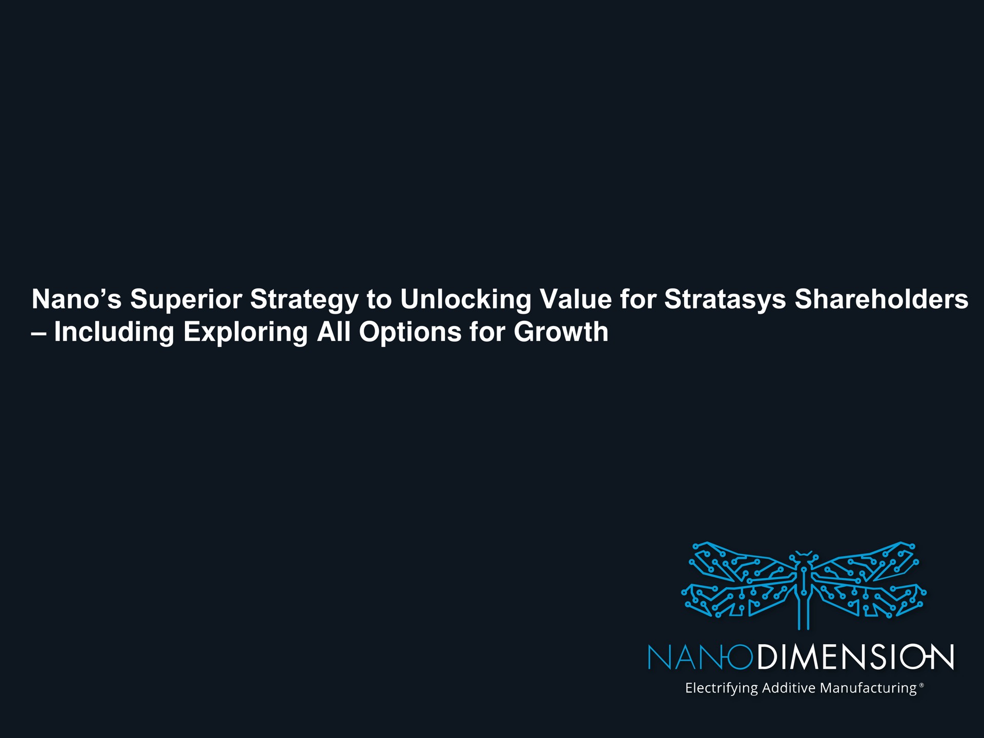 superior strategy to unlocking value for shareholders including exploring all options for growth dimension | Nano Dimension