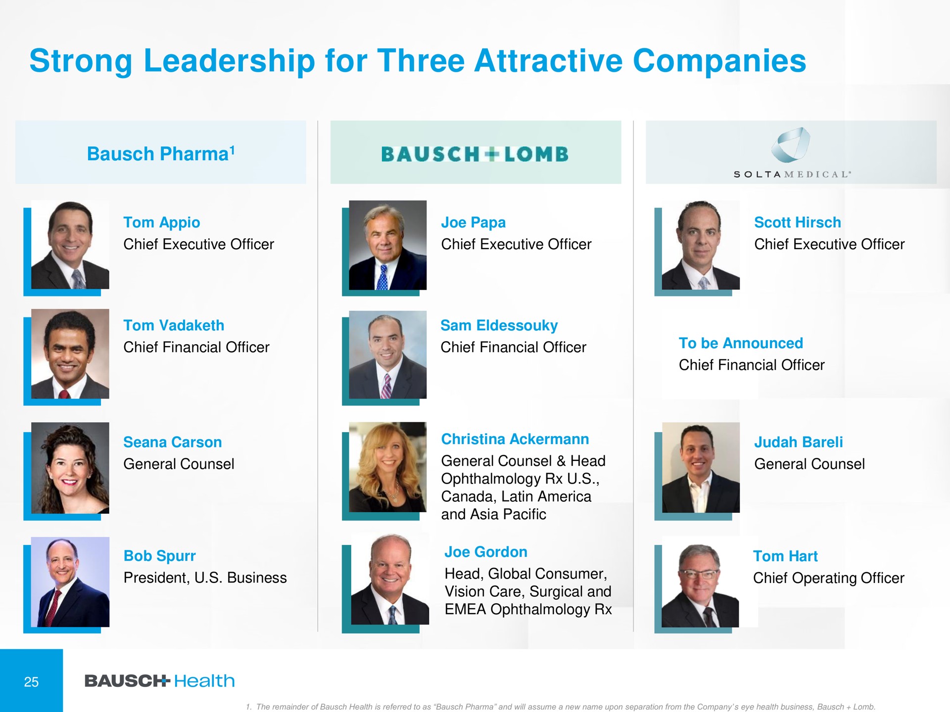 strong leadership for three attractive companies | Bausch Health Companies