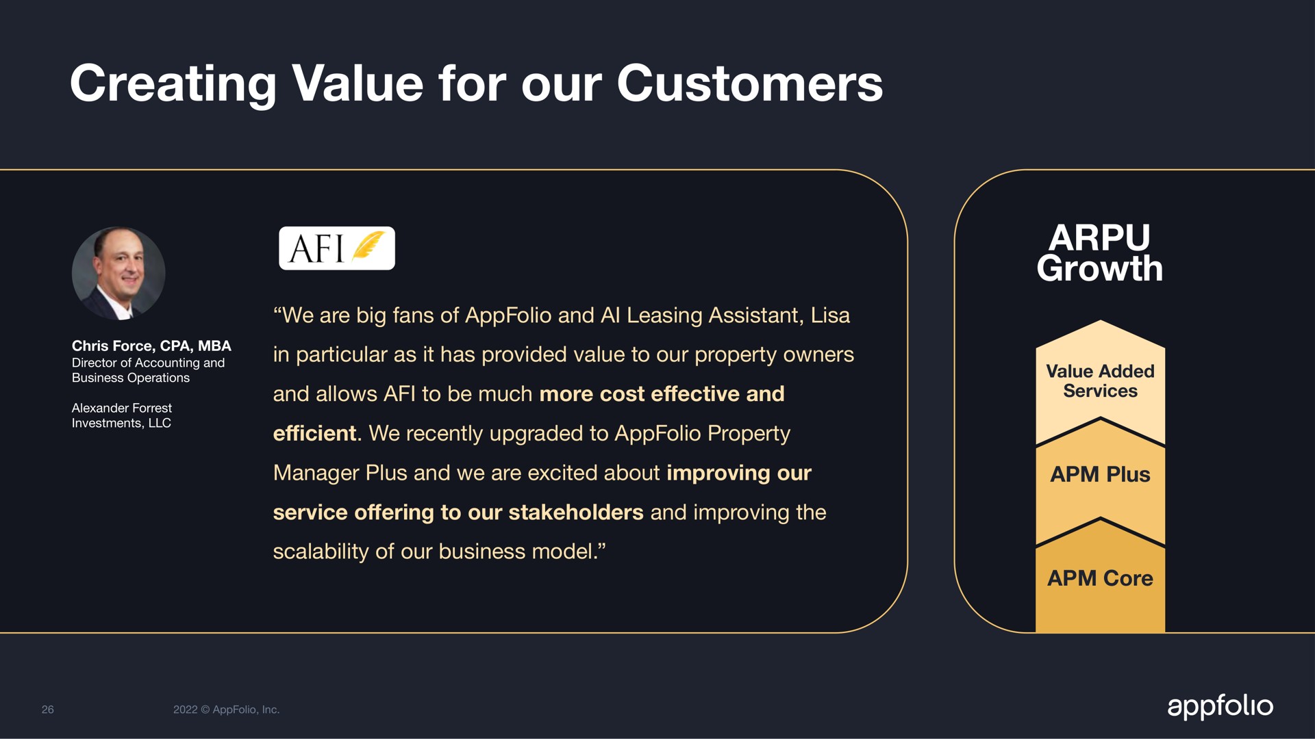 creating value for our customers growth | AppFolio