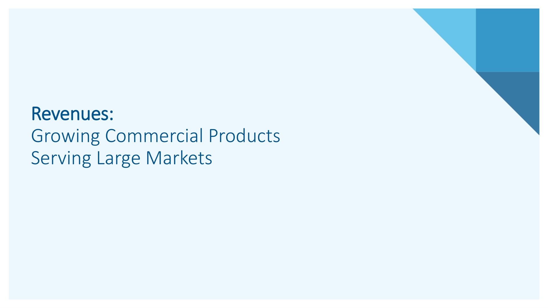 revenues growing commercial products serving large markets | Alkermes