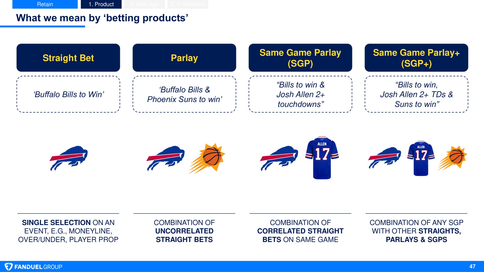 what we mean by betting products straight bet parlay same game parlay same game parlay | Flutter