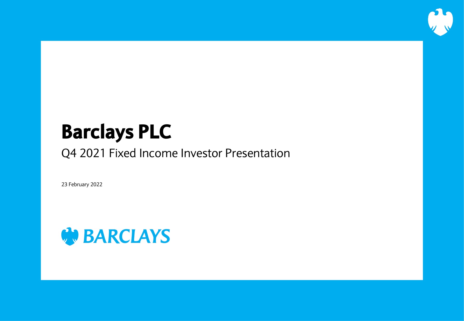 fixed income investor presentation | Barclays