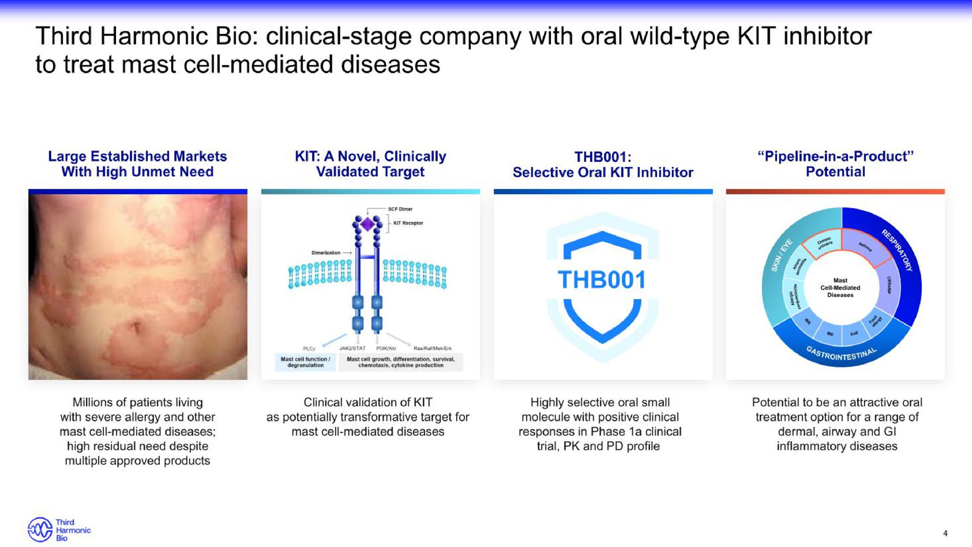 third harmonic clinical stage company with oral wild type kit inhibitor to treat mast cell mediated diseases | Third Harmonic Bio