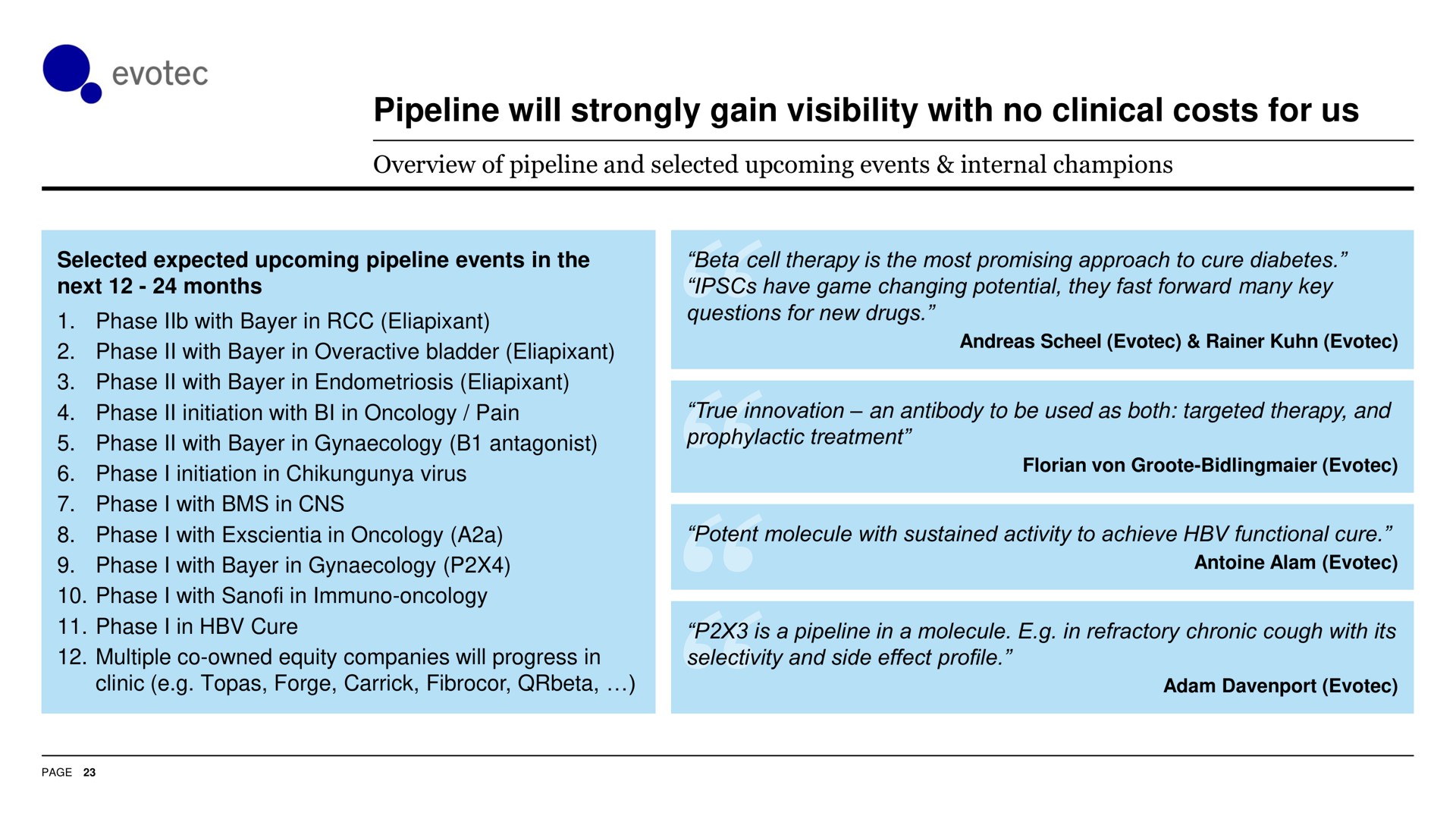 pipeline will strongly gain visibility with no clinical costs for us | Evotec