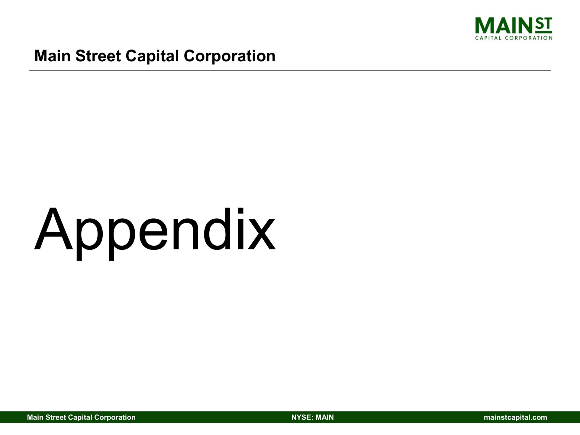 main street capital corporation appendix | Main Street Capital