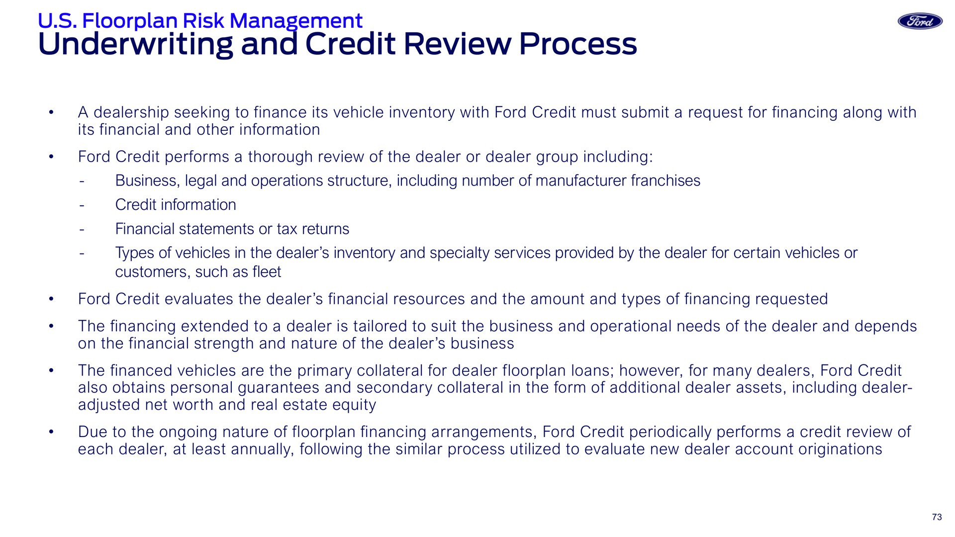 underwriting and credit review process | Ford Credit
