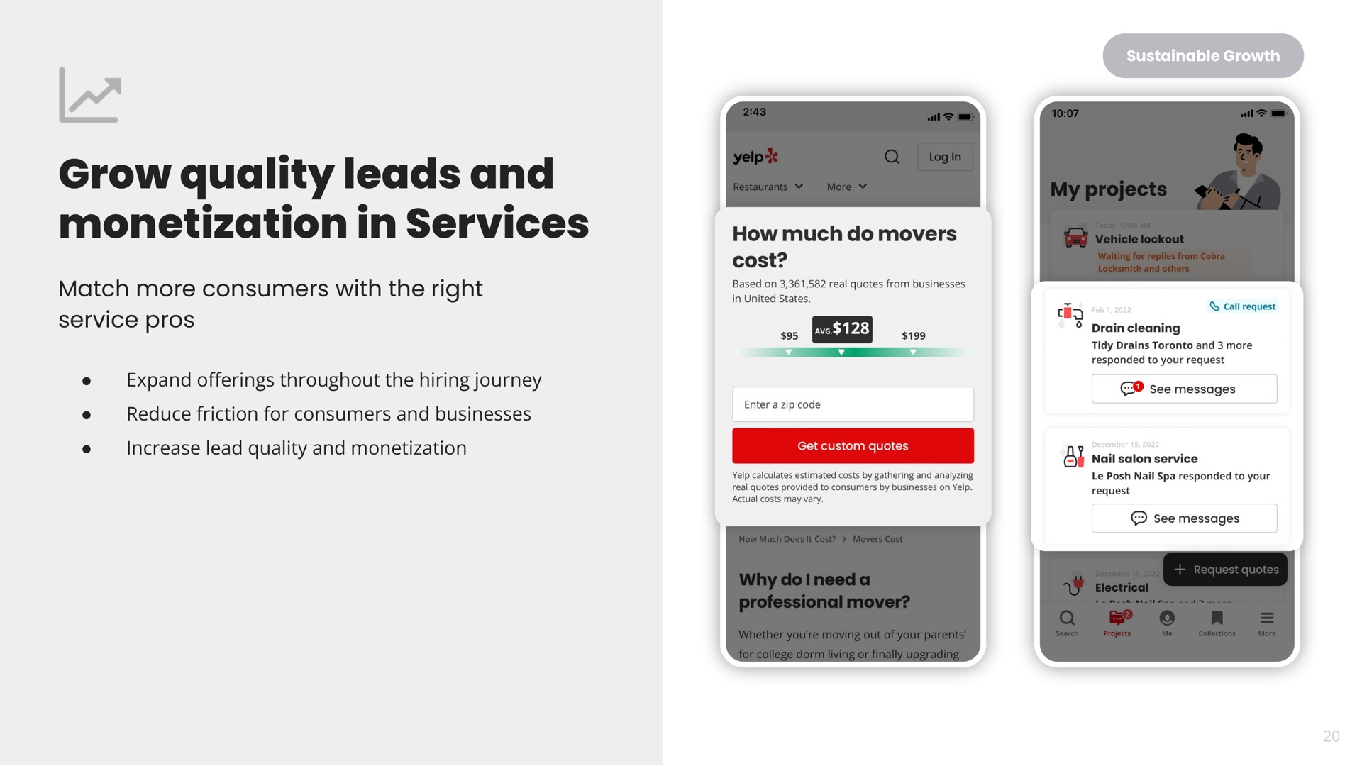 grow quality leads and monetization in services | Yelp