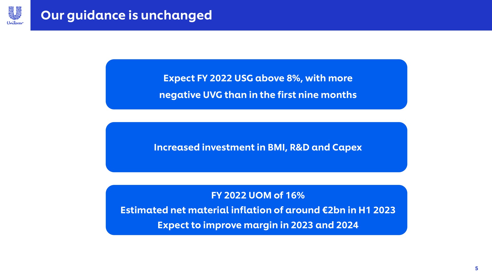 our guidance is unchanged guidance a boma | Unilever