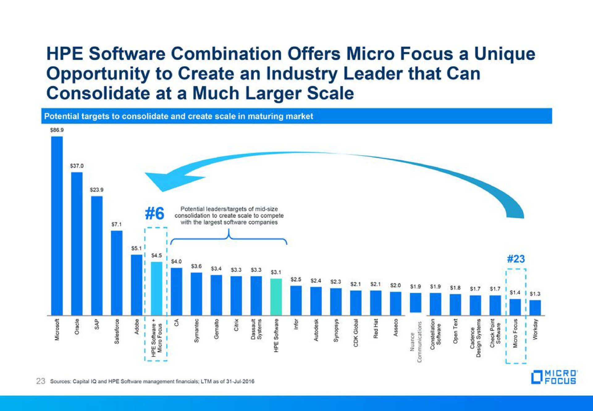 combination offers micro focus a unique opportunity to create an industry leader that can consolidate at a much scale be fee | Micro Focus