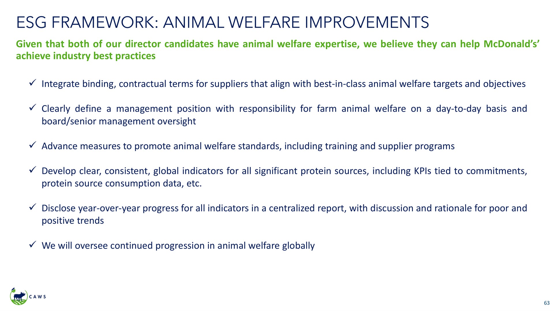 framework animal welfare improvements | Icahn Enterprises