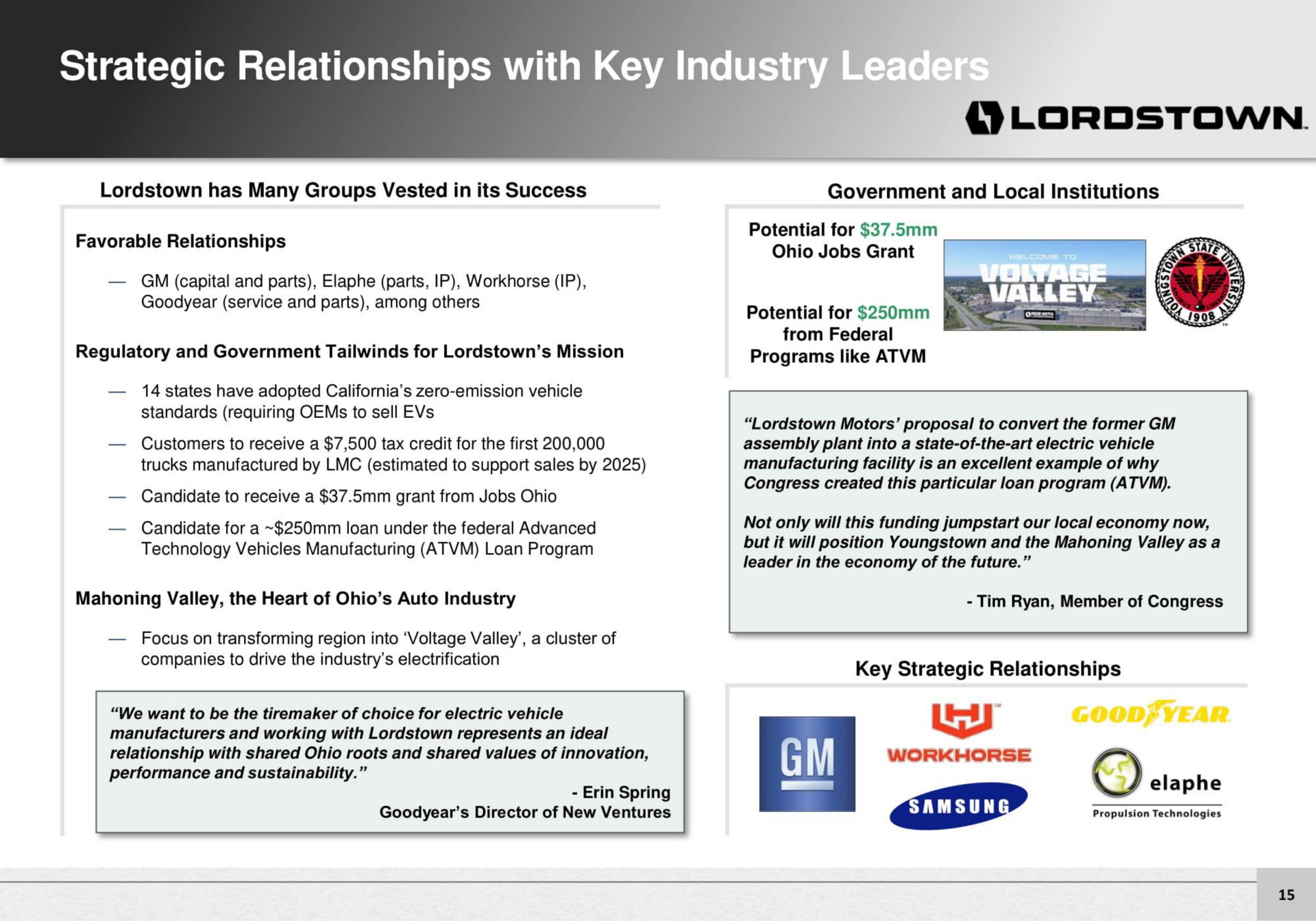 strategic relationships with key in | Lordstown Motors