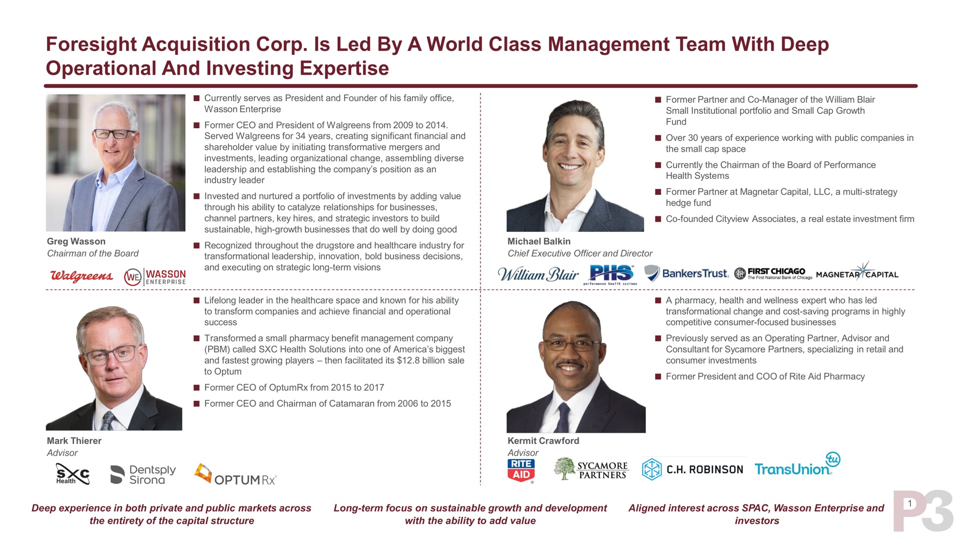 foresight acquisition corp is led by a world class management team with deep operational and investing | P3 Health Partners