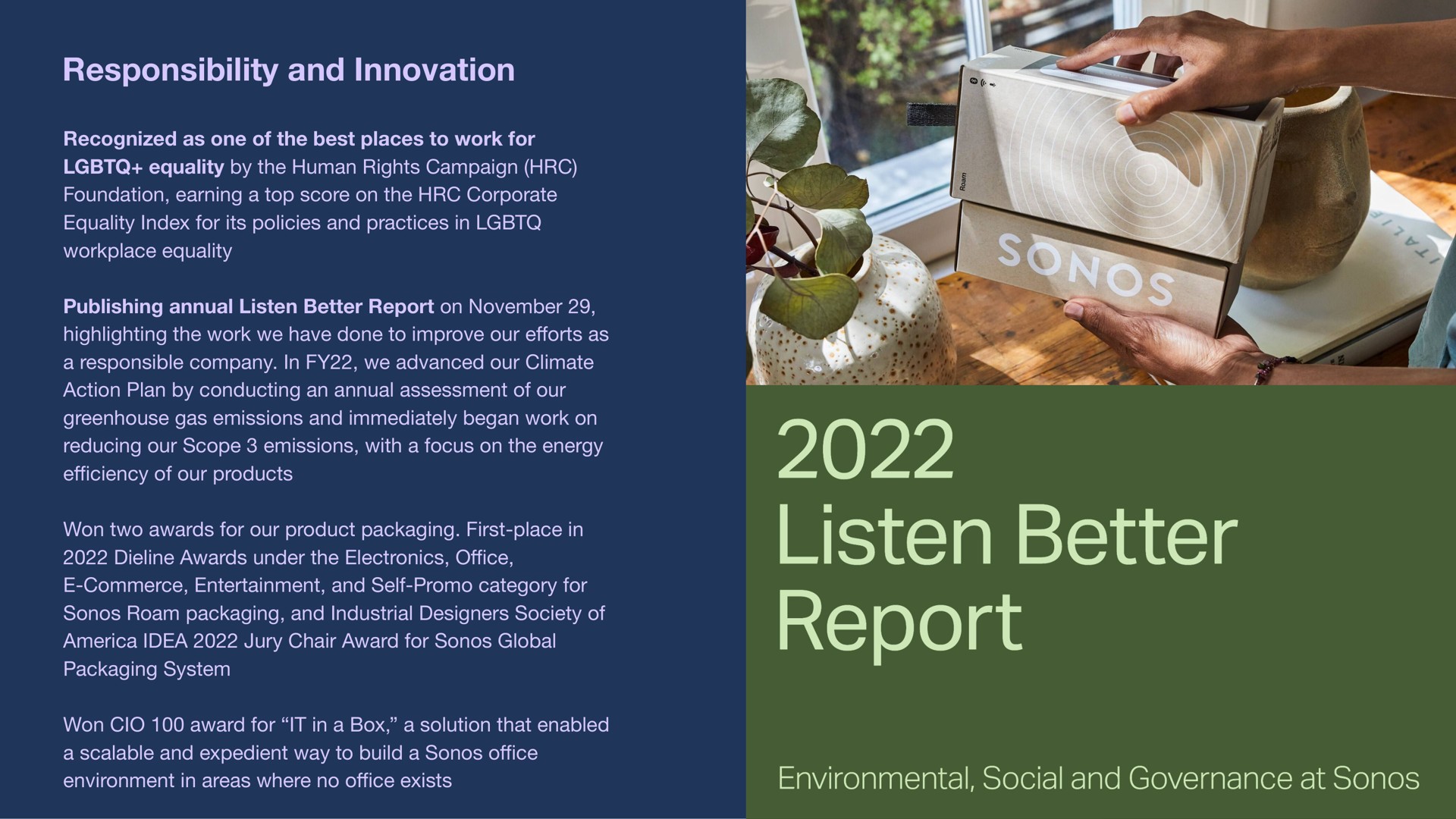 responsibility and innovation listen better report | Sonos