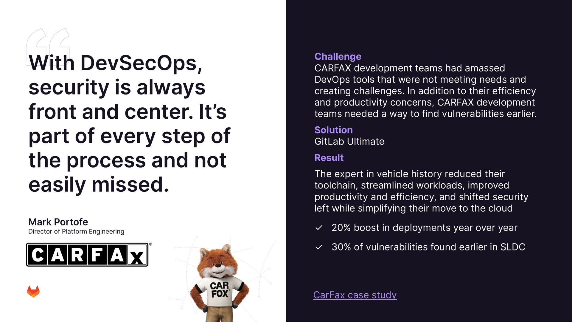 with security is always front and center it part of every step of the process and not easily missed gage | GitLab
