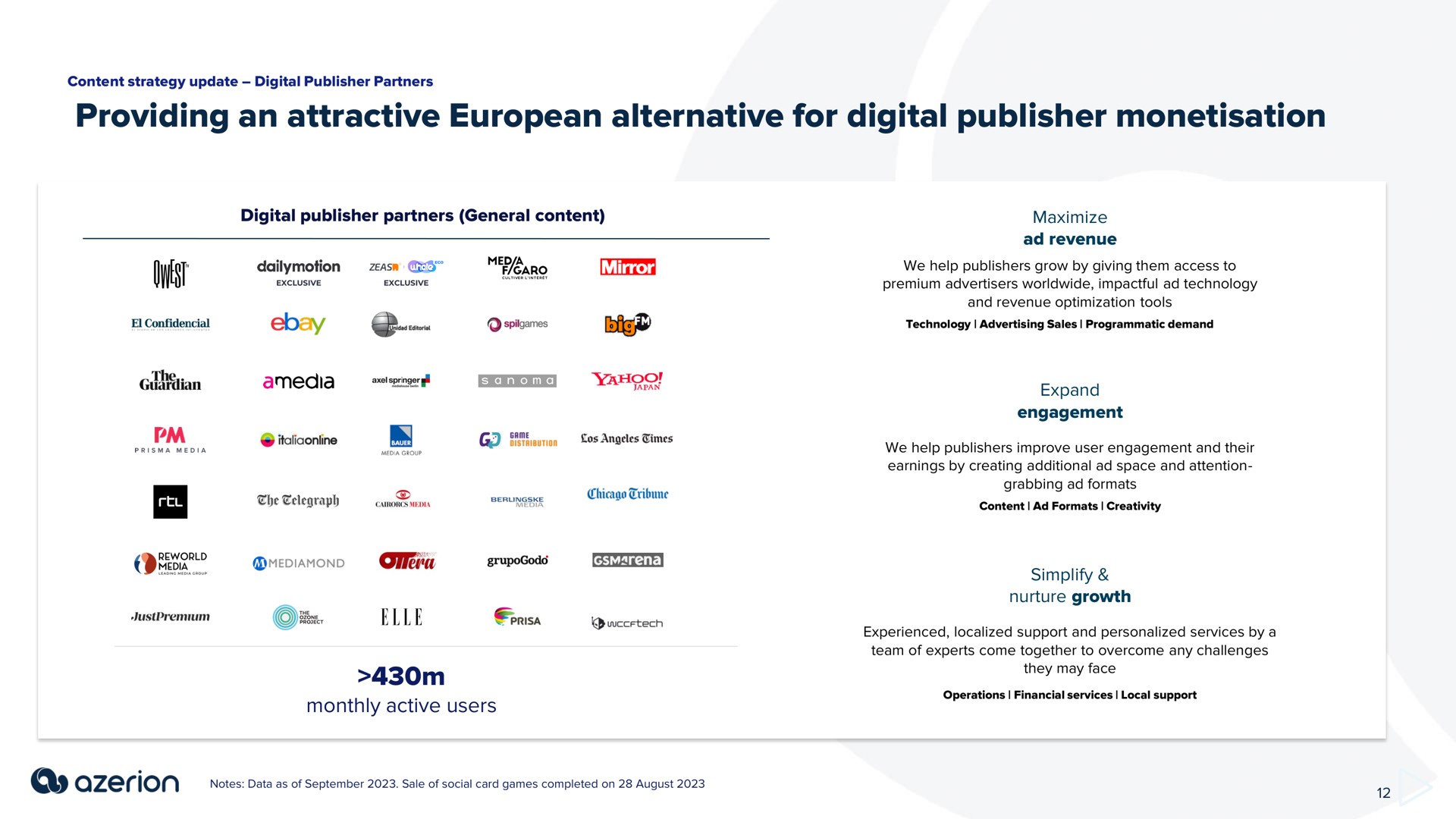 providing an attractive alternative for digital publisher in | Azerion