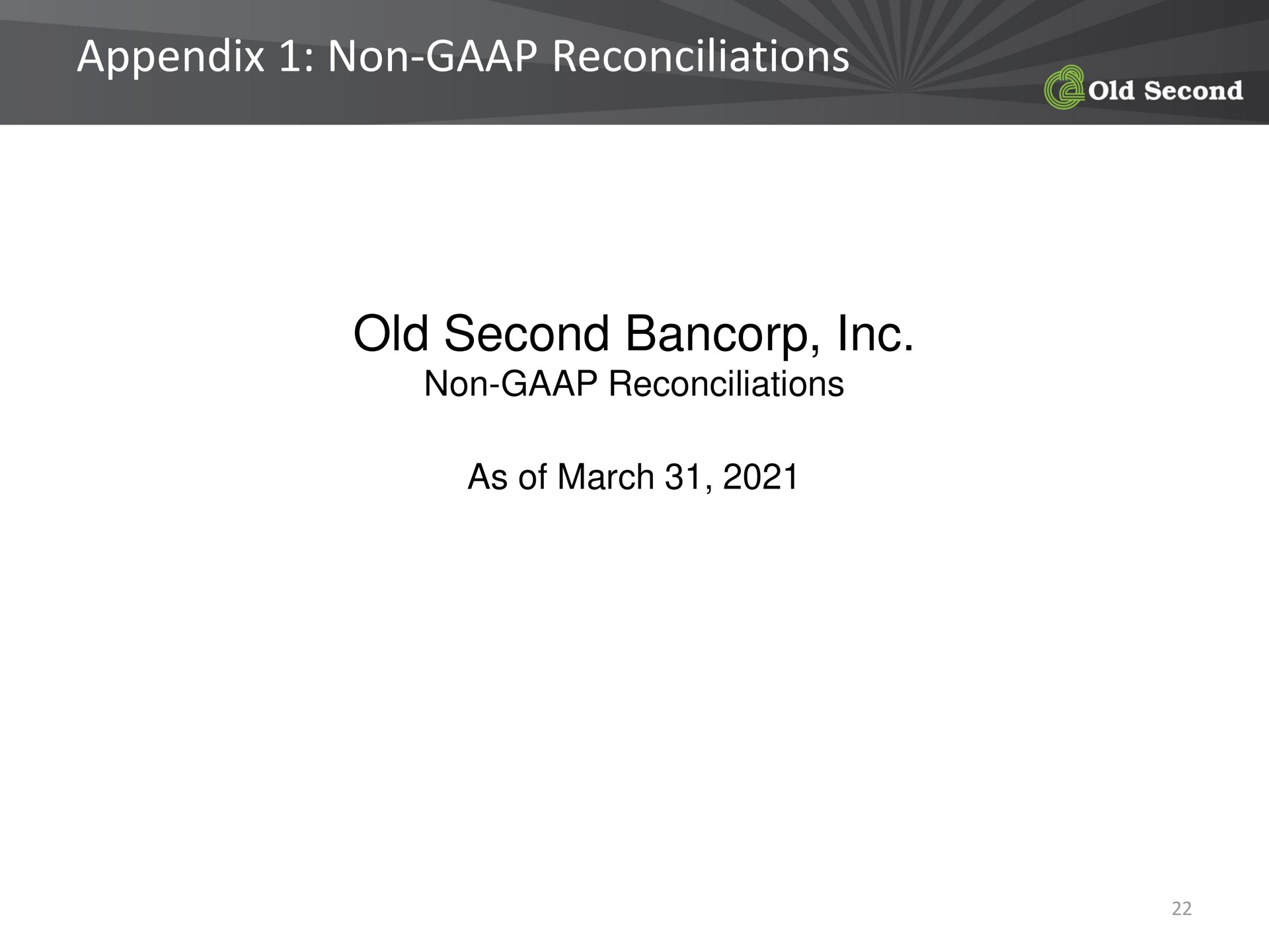 appendix non reconciliations old second as of march | Old Second Bancorp