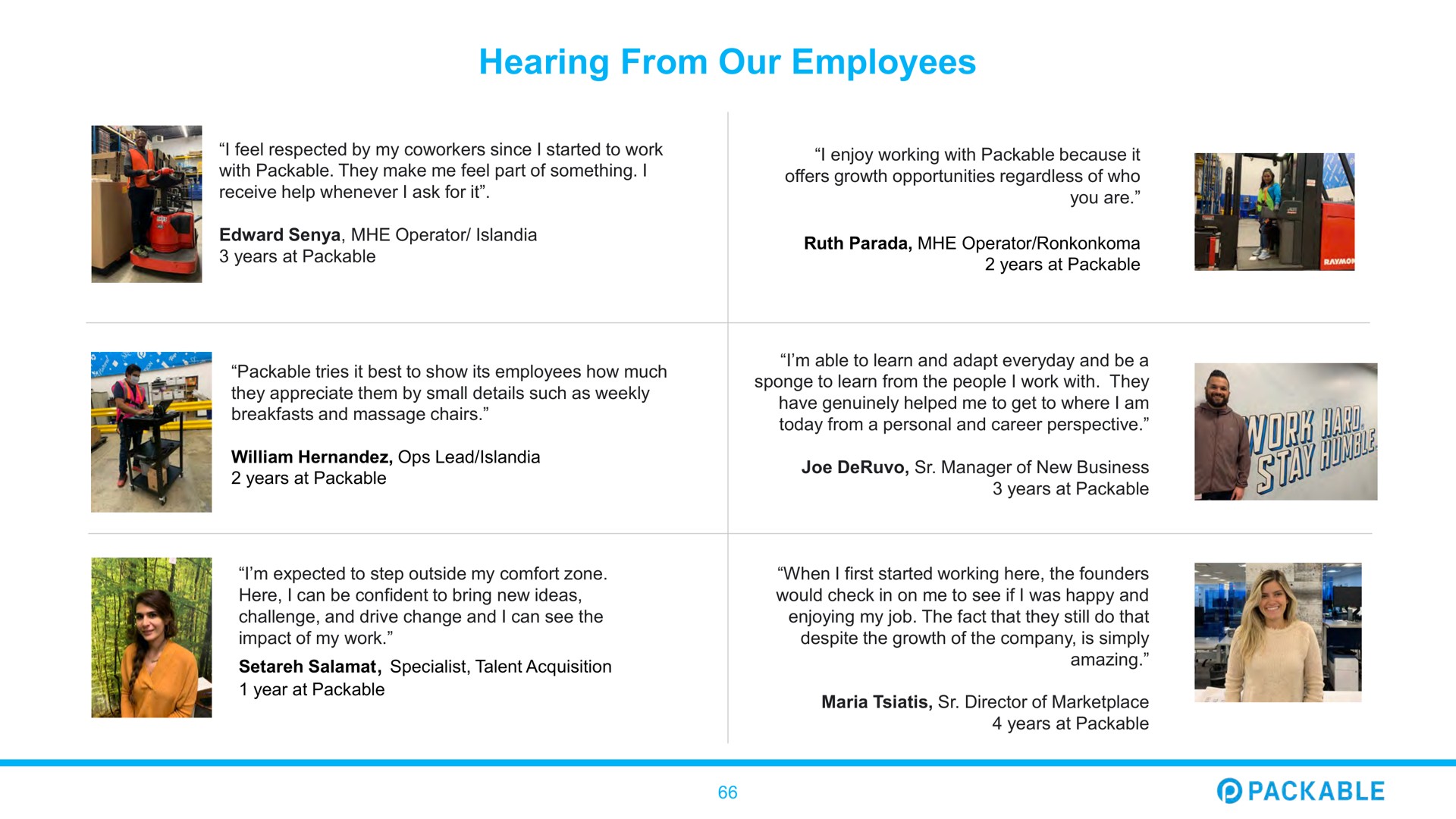 hearing from our employees | Packable