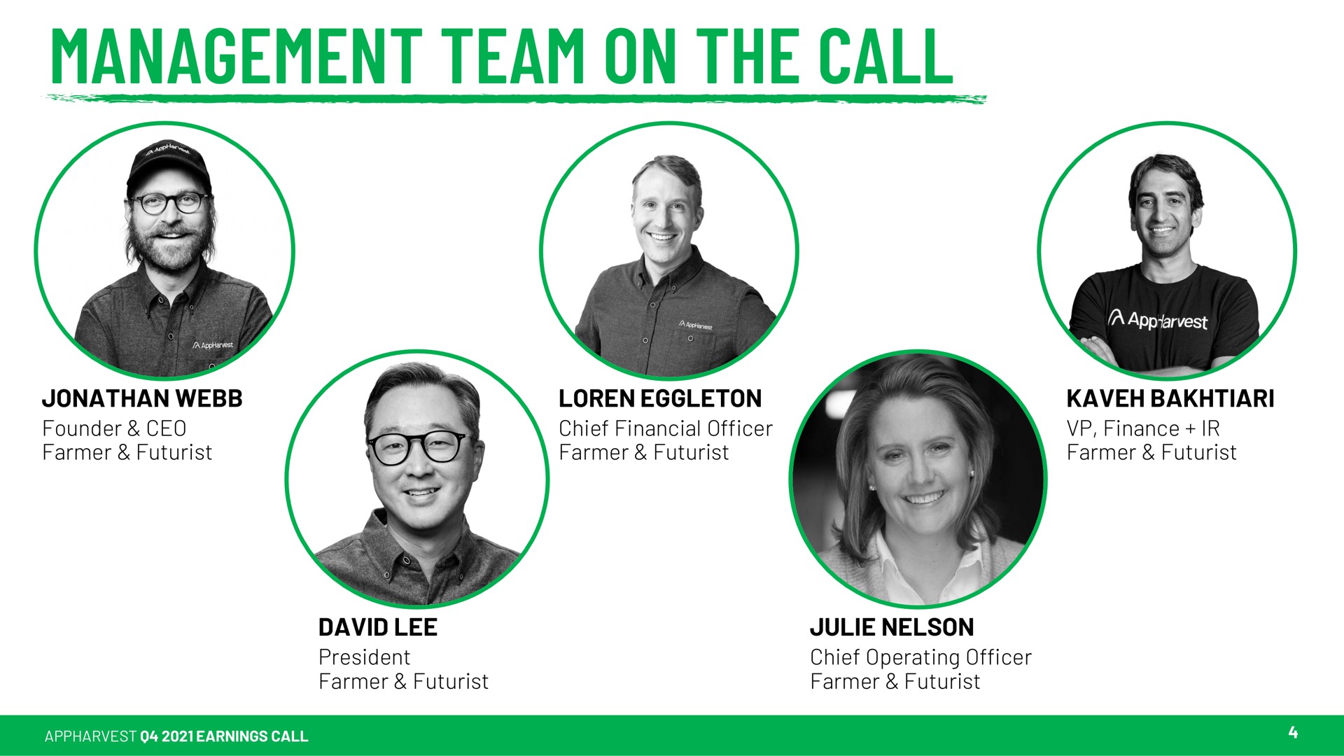 management team on the call | AppHarvest