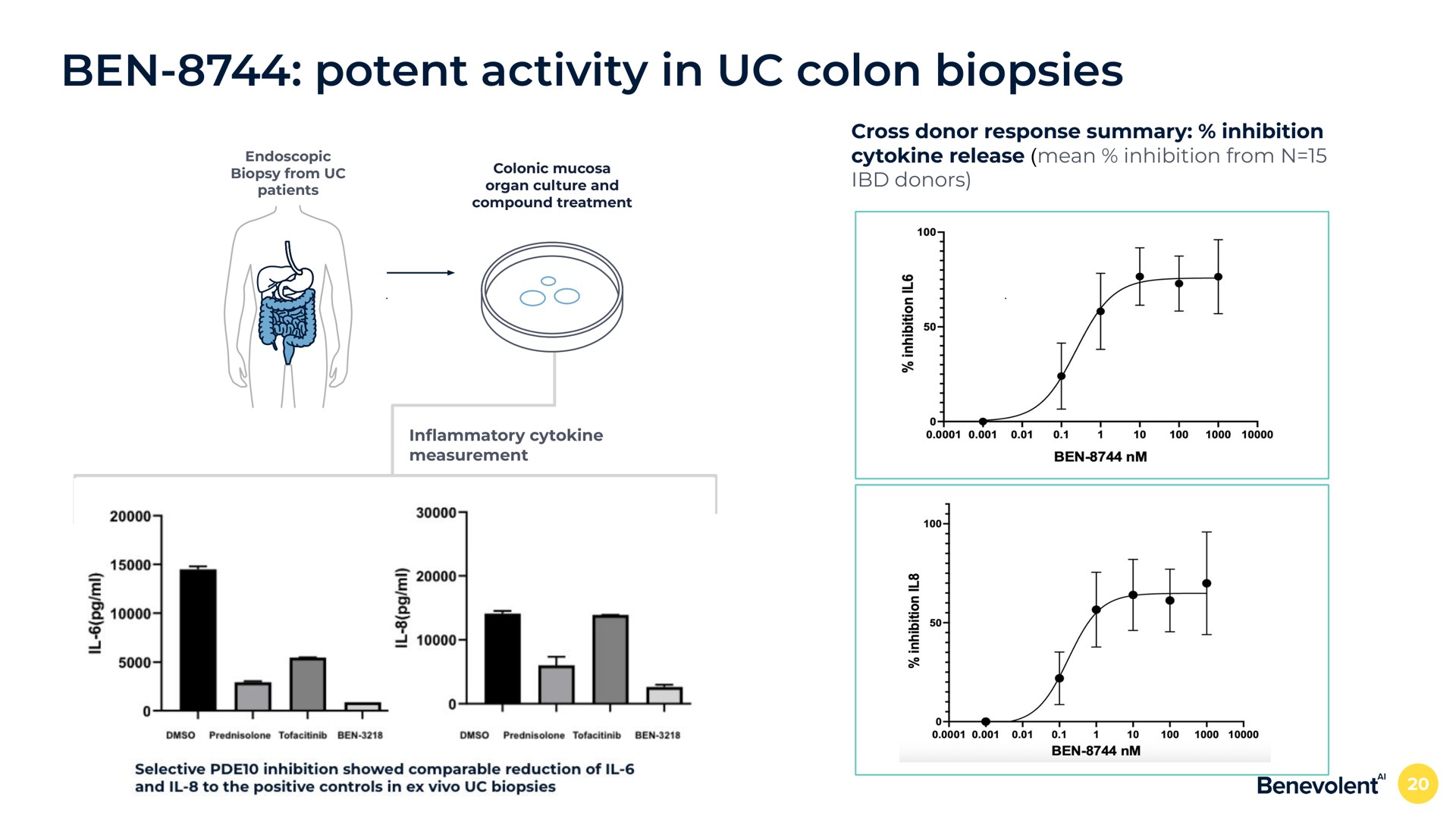 ben potent activity in colon biopsies cross donor response summary inhibition release mean inhibition from donors fens | BenevolentAI