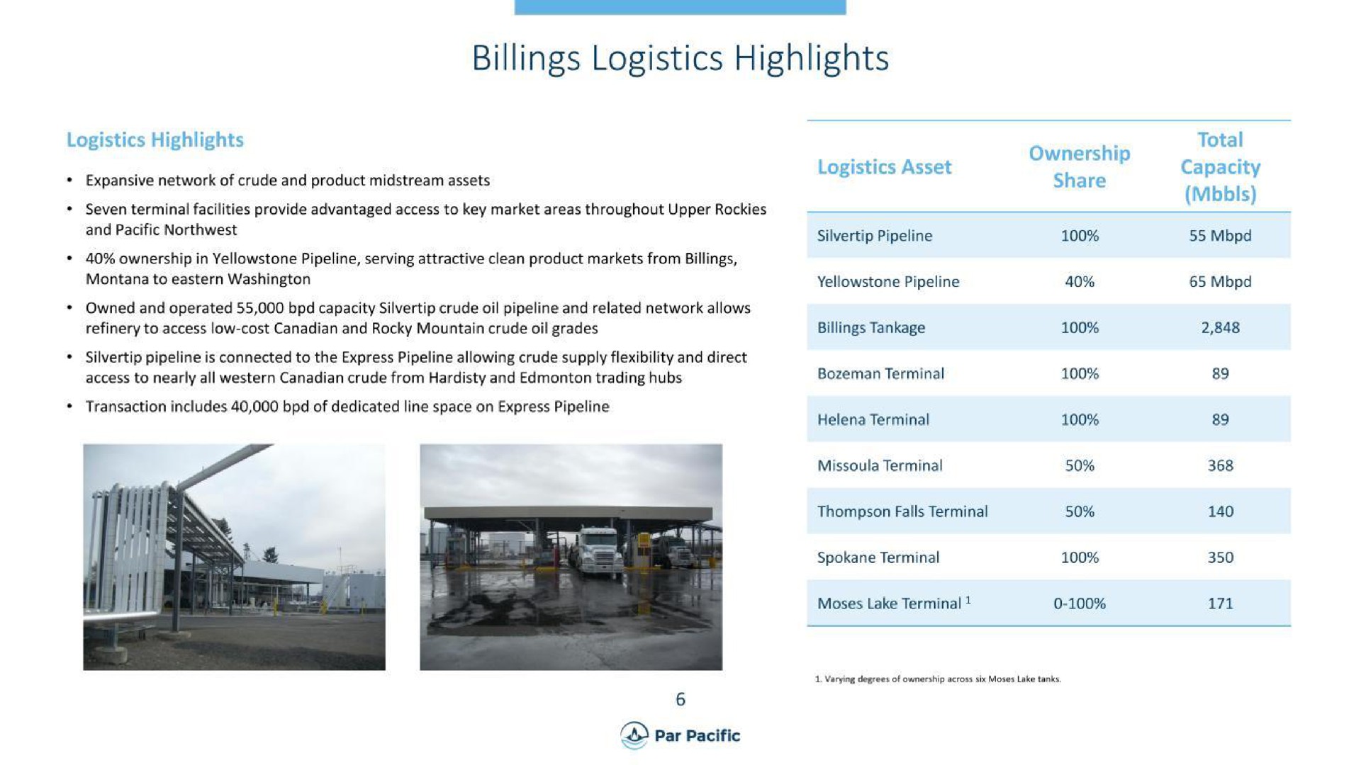 billings logistics highlights | Par Pacific