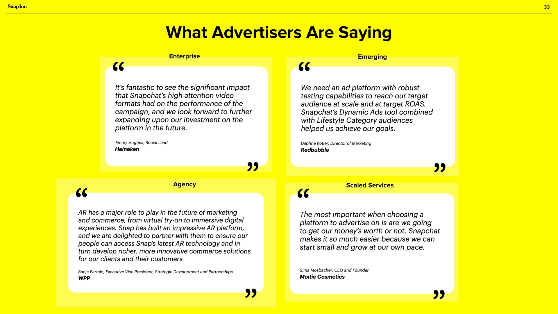 what advertisers are saying | Snap Inc