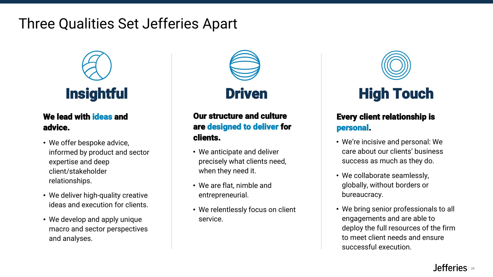 three qualities set apart insightful driven high touch | Jefferies Financial Group