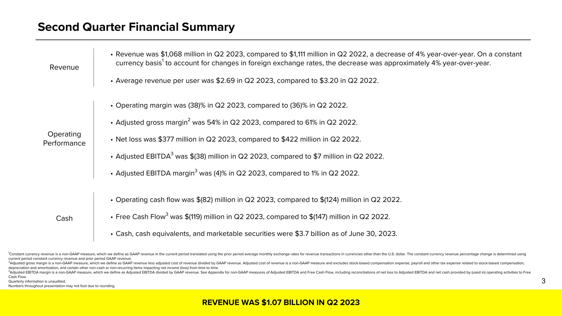second quarter financial summary | Snap Inc