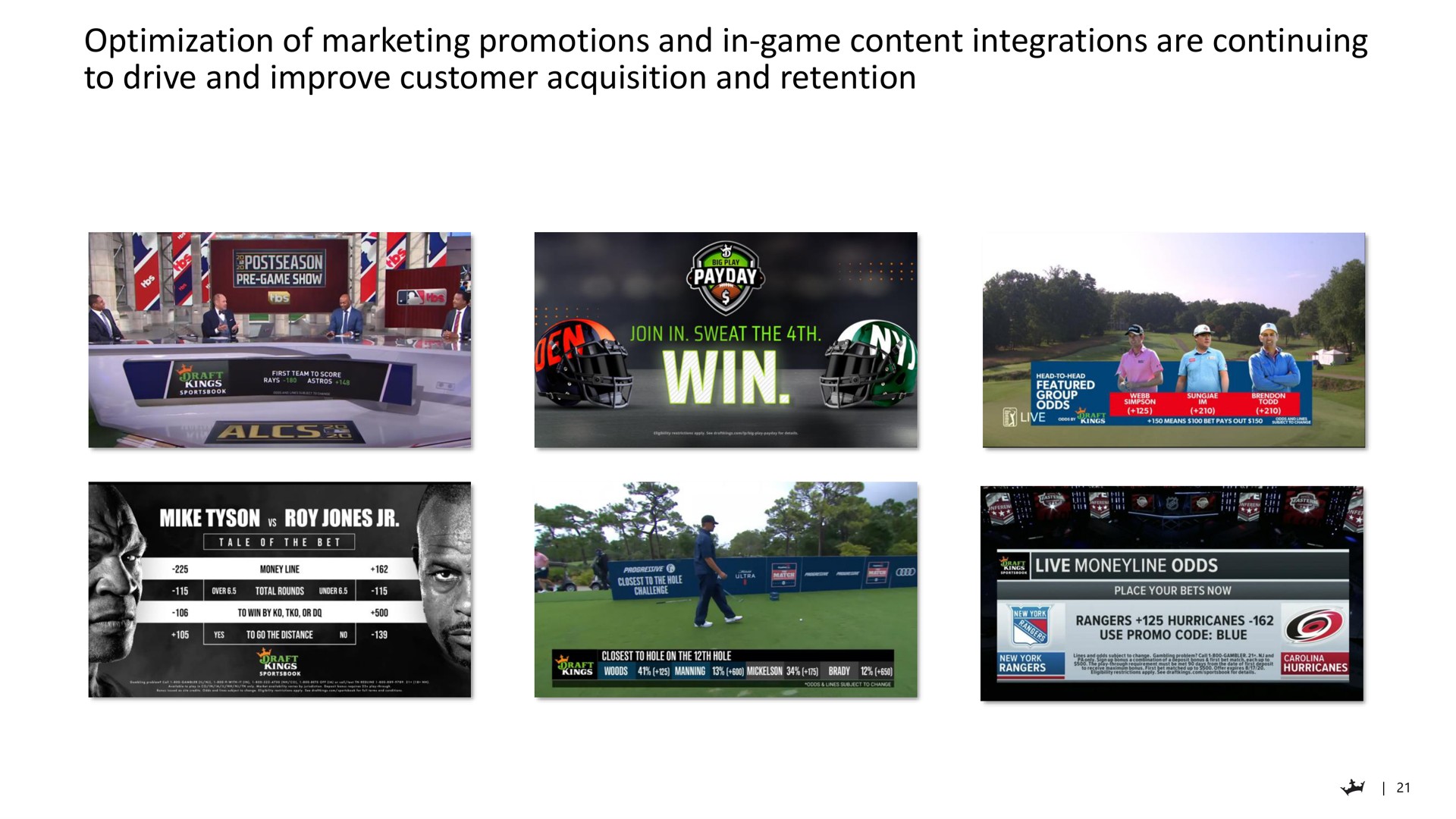 optimization of marketing promotions and in game content integrations are continuing to drive and improve customer acquisition and retention | DraftKings