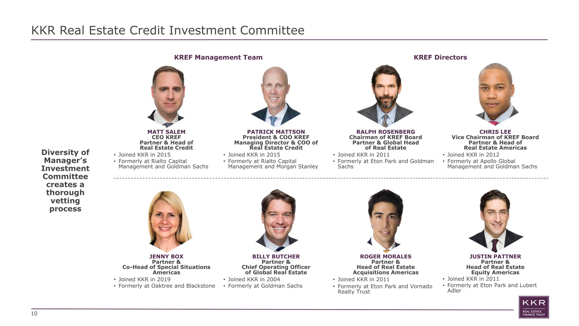 real estate credit investment committee thorough vetting | KKR Real Estate Finance Trust