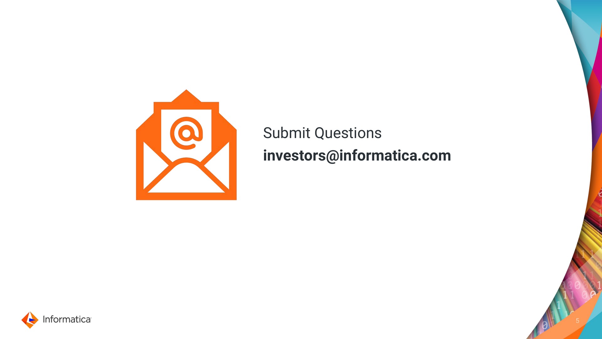 submit questions investors | Informatica