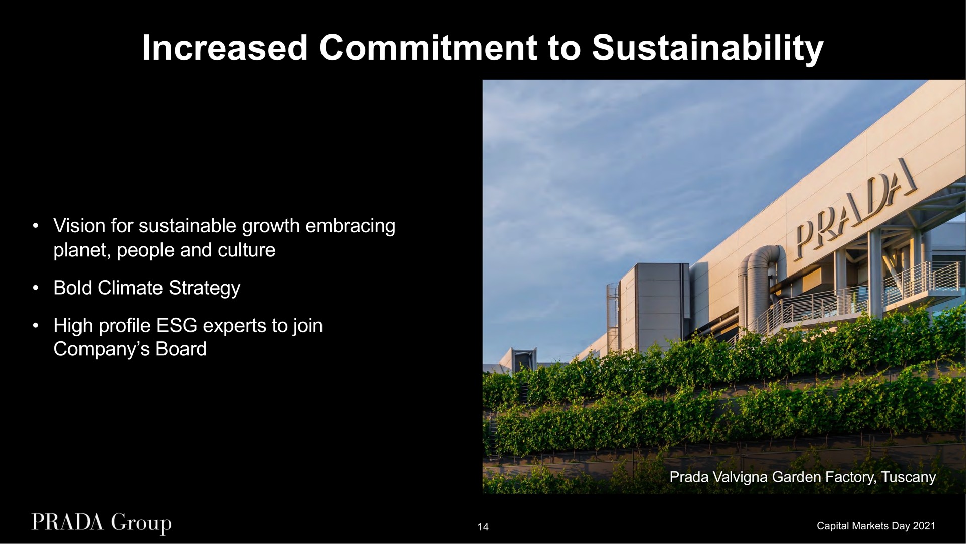 increased commitment to vision for sustainable growth embracing planet people and culture bold climate strategy high profile experts to join company board garden factory | Prada