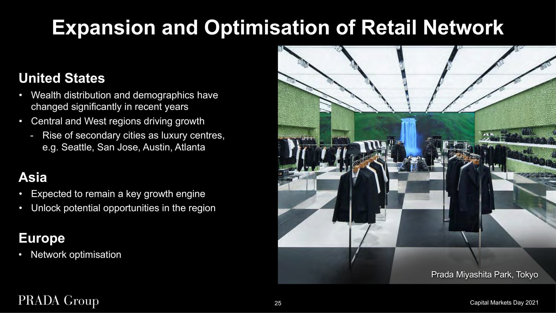 expansion and of retail network united states wealth distribution and demographics have changed significantly in recent years central and west regions driving growth rise of secondary cities as luxury san expected to remain a key growth engine unlock potential opportunities in the region network park | Prada