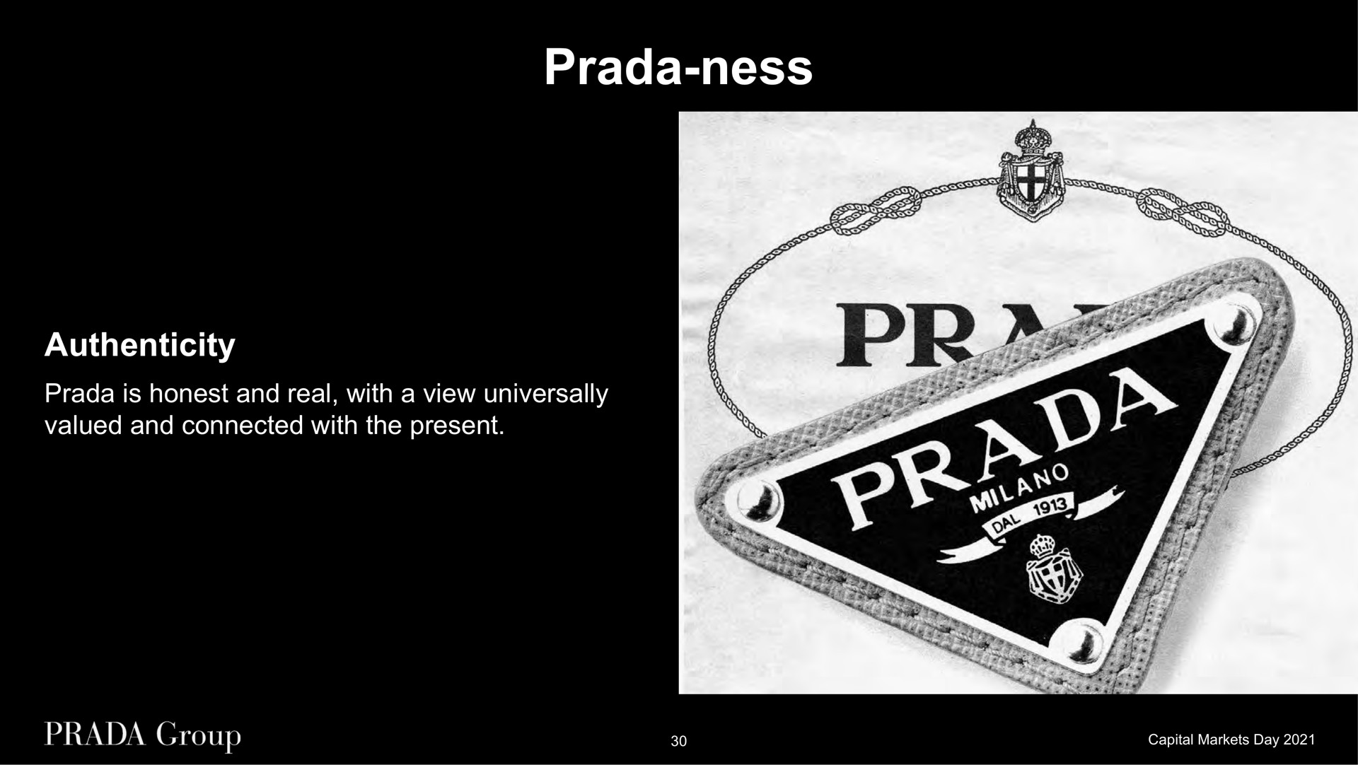 ness authenticity is honest and real with a view universally valued and connected with the present | Prada