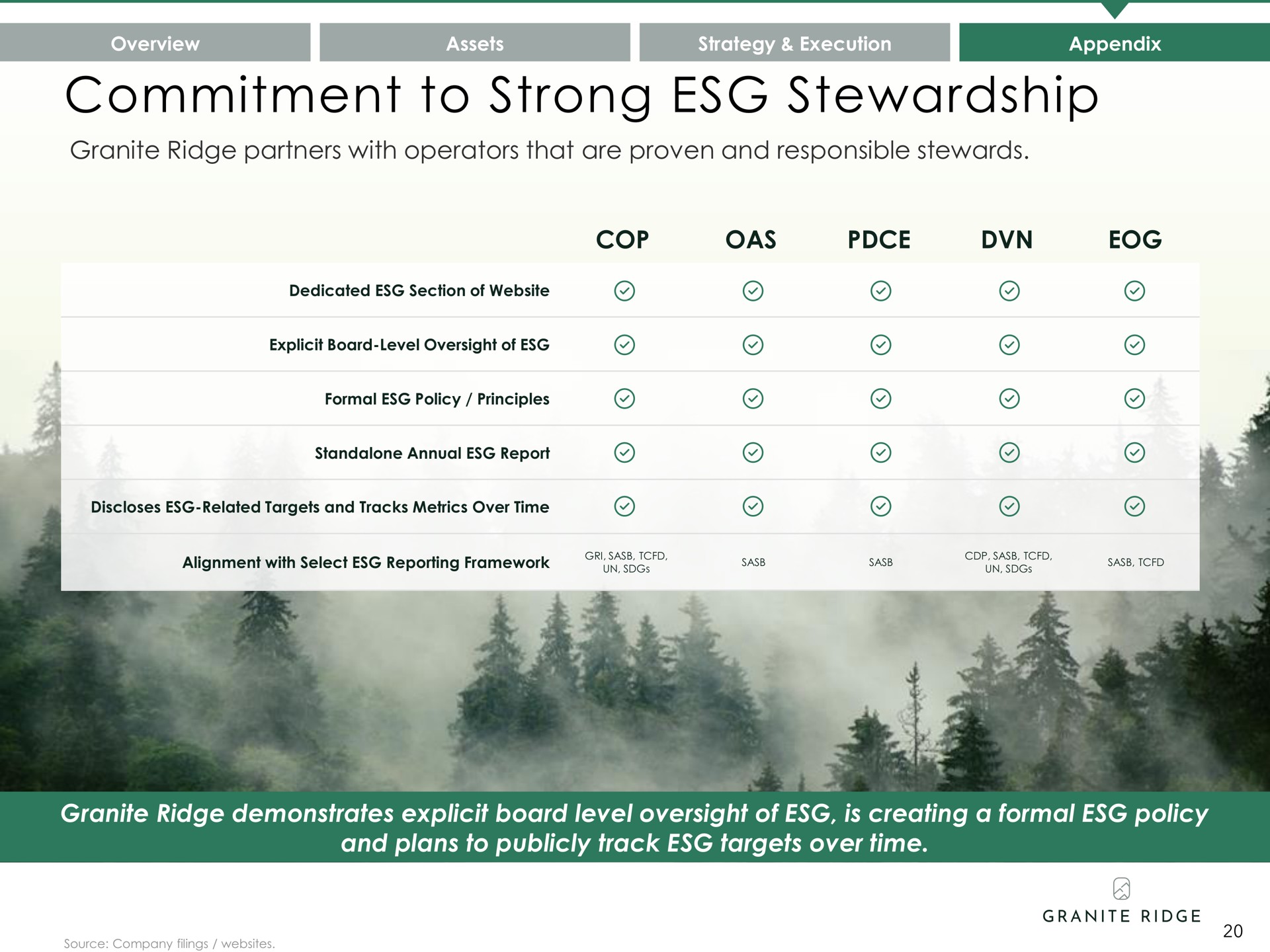 commitment to strong stewardship overview assets strategy execution appendix | Granite Ridge