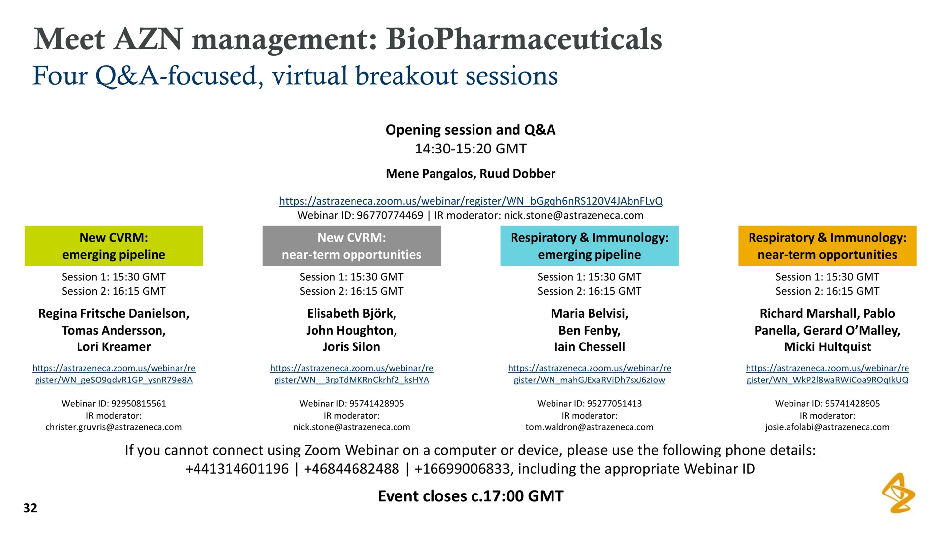 meet management four a focused virtual breakout sessions | AstraZeneca