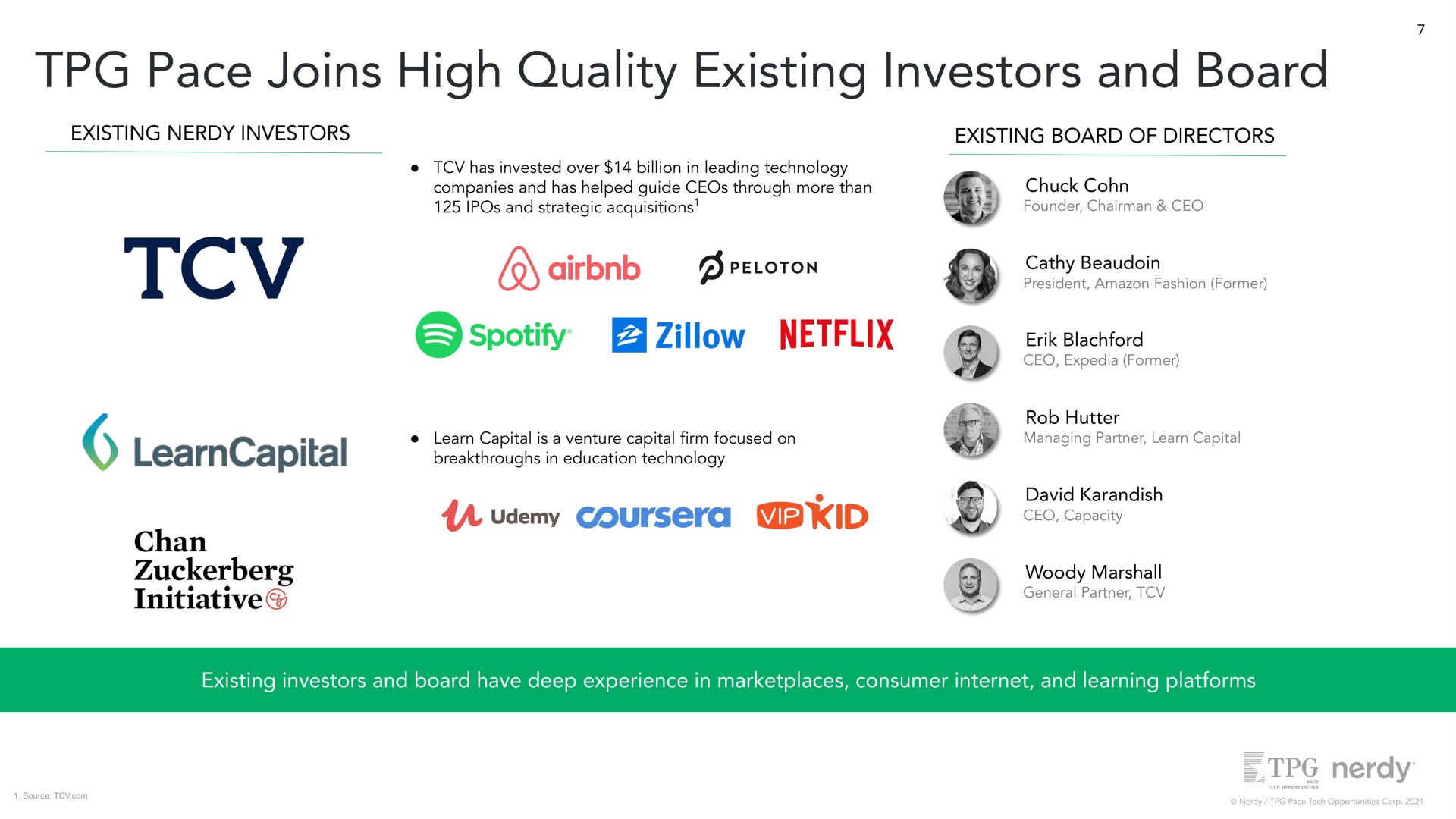 pace joins high quality existing investors and board existing investors existing board of directors has invested over billion in leading technology companies and has helped guide through more than and strategic acquisitions chuck learn capital is a venture capital focused on breakthroughs in education technology rob woody existing investors and board have deep experience in consumer and learning platforms mes | Nerdy