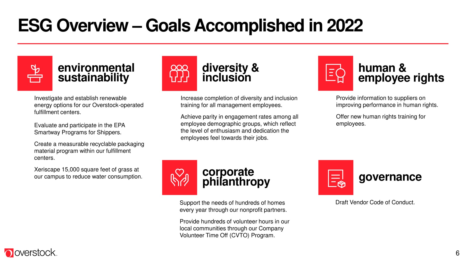 overview goals accomplished in | Overstock