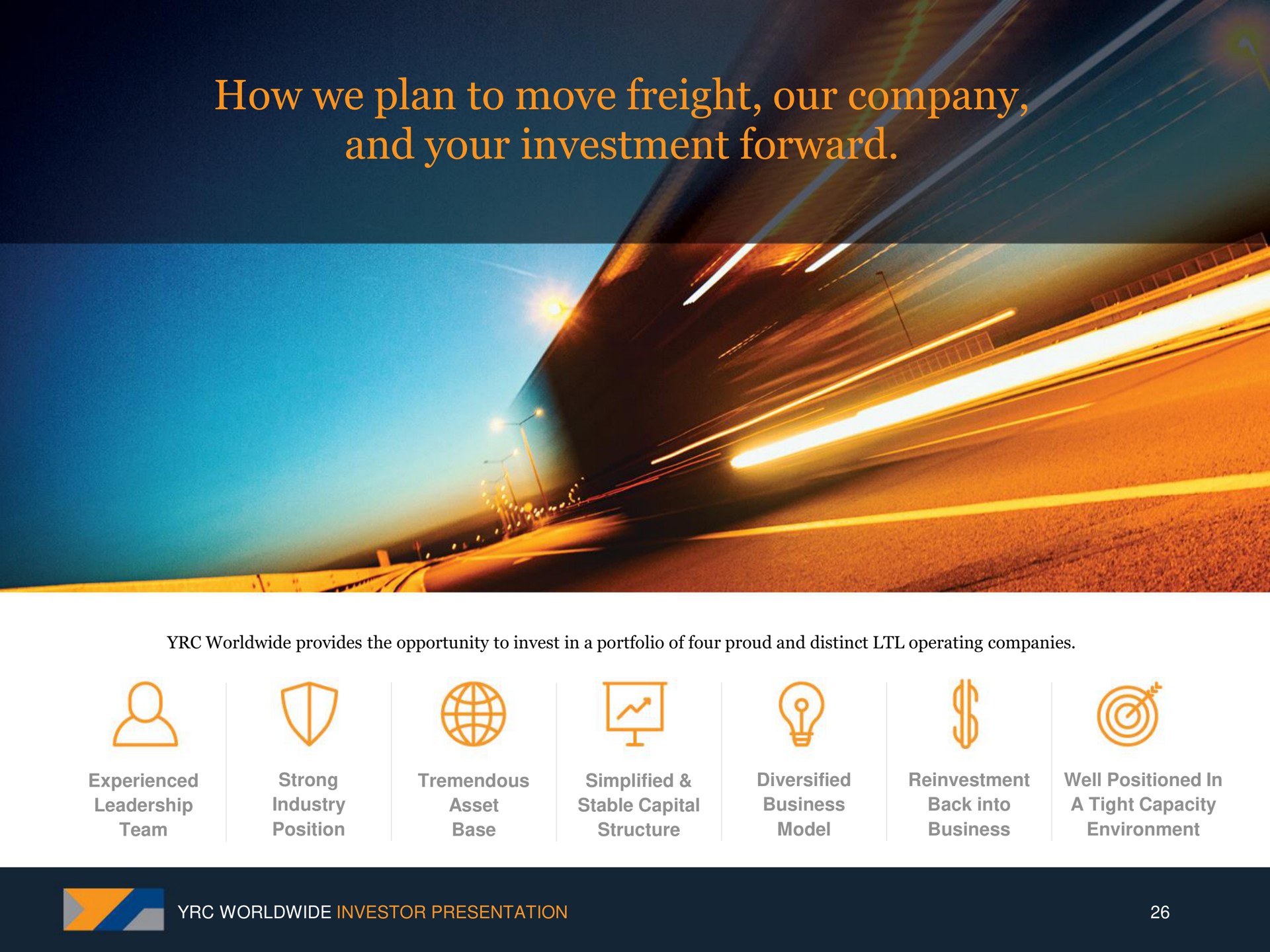 how we plan to move freight our company and your investment forward | Yellow Corporation