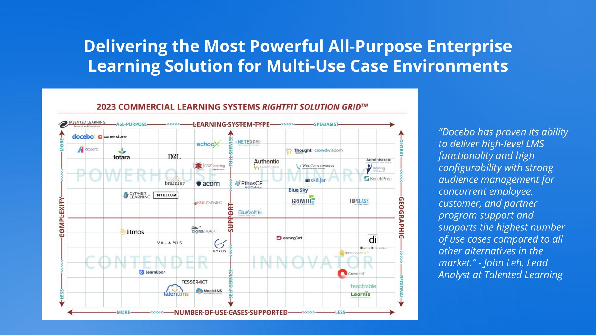 delivering the most powerful all purpose enterprise learning solution for use case environments on seals customer and partner | Docebo