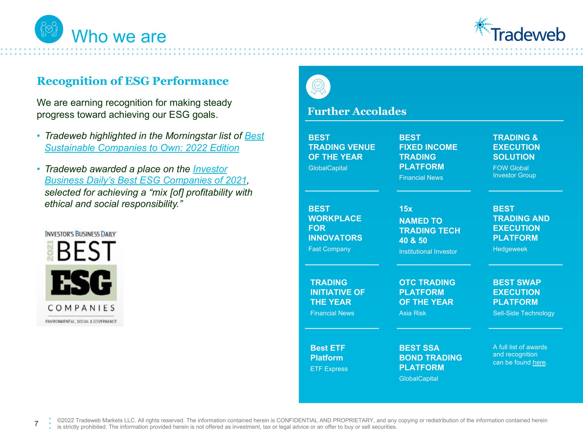 who we are recognition of performance best | Tradeweb