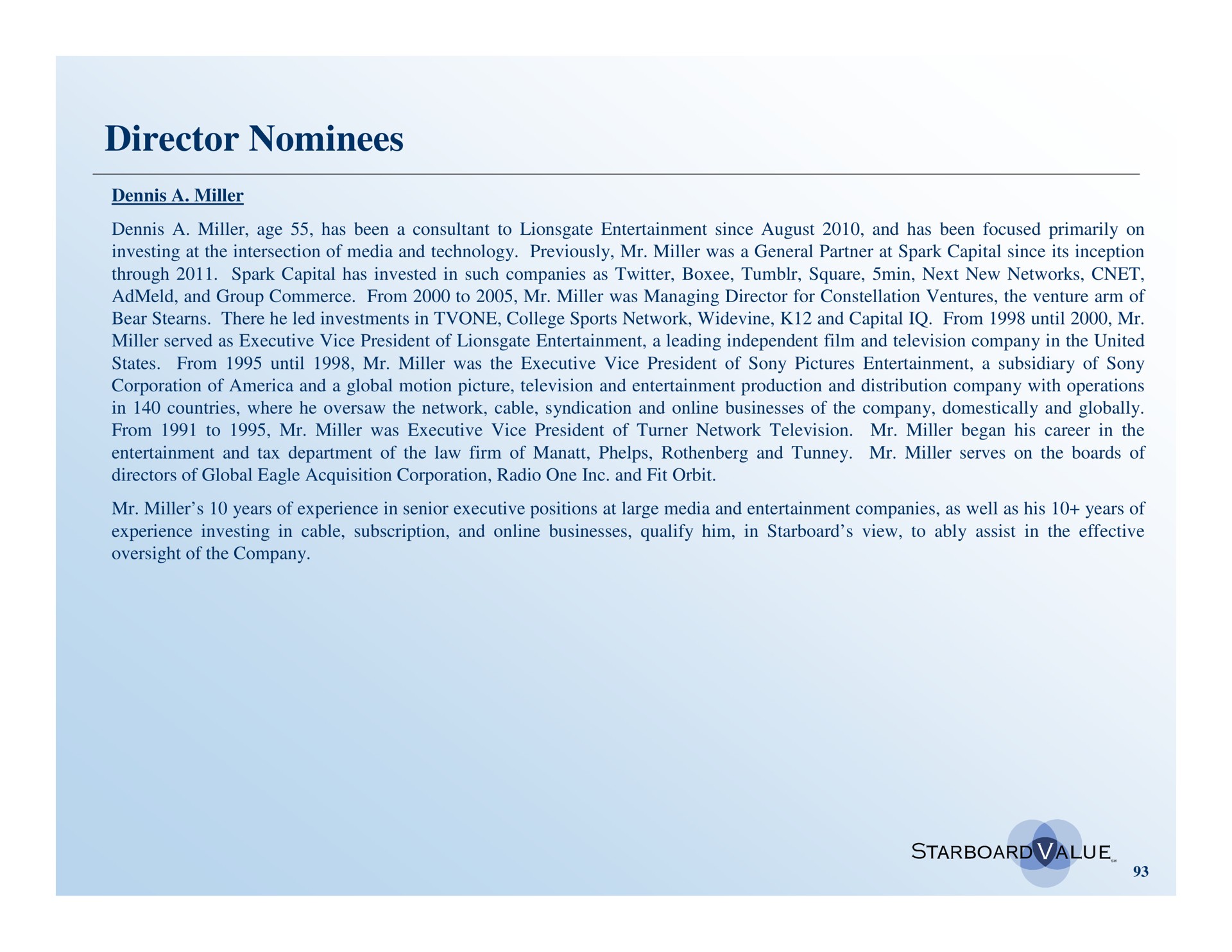 director nominees | Starboard Value