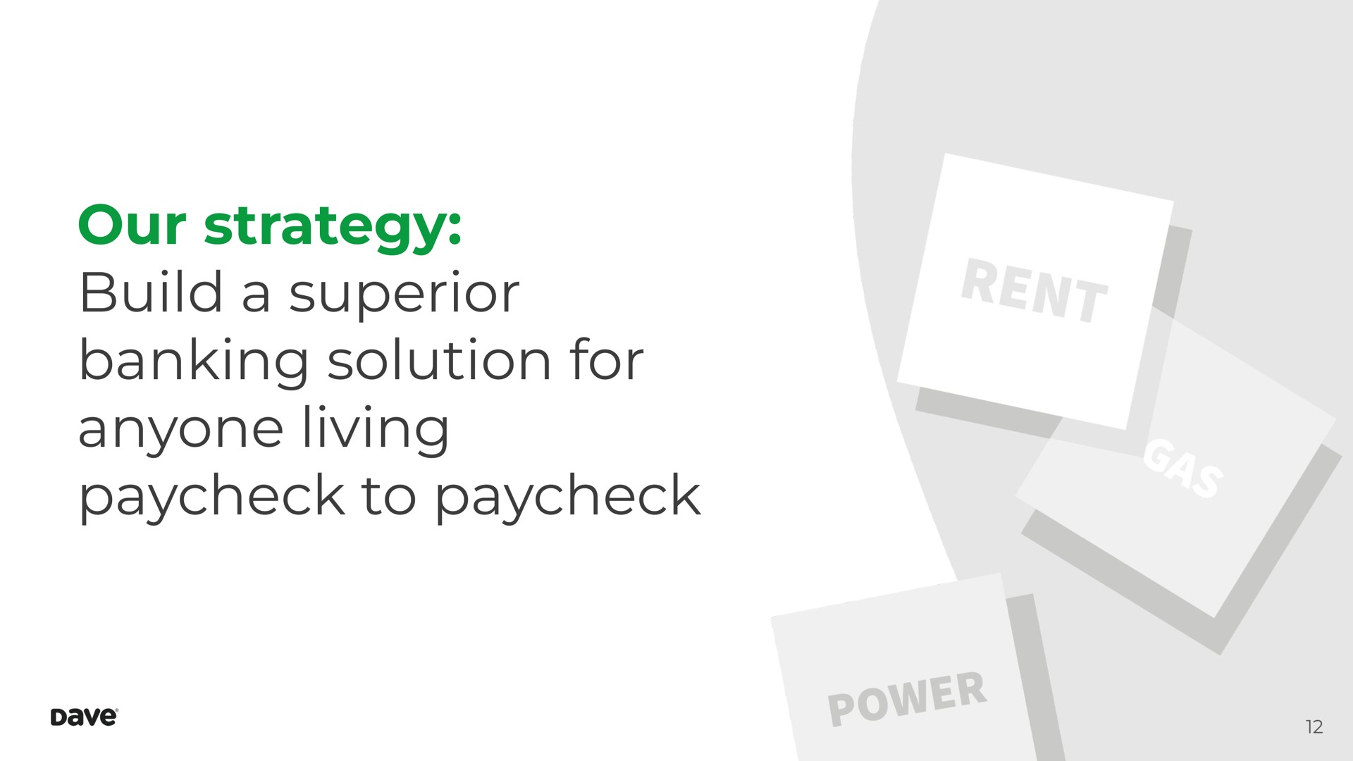 our strategy build a superior banking solution for anyone living to | Dave