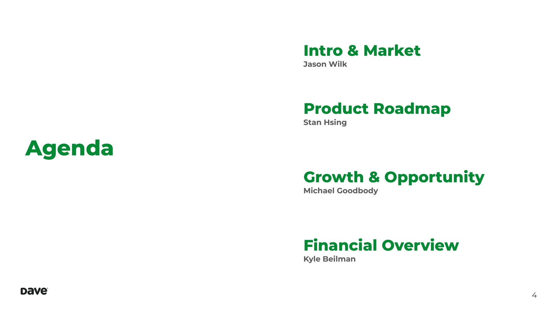 agenda market product growth opportunity financial overview | Dave