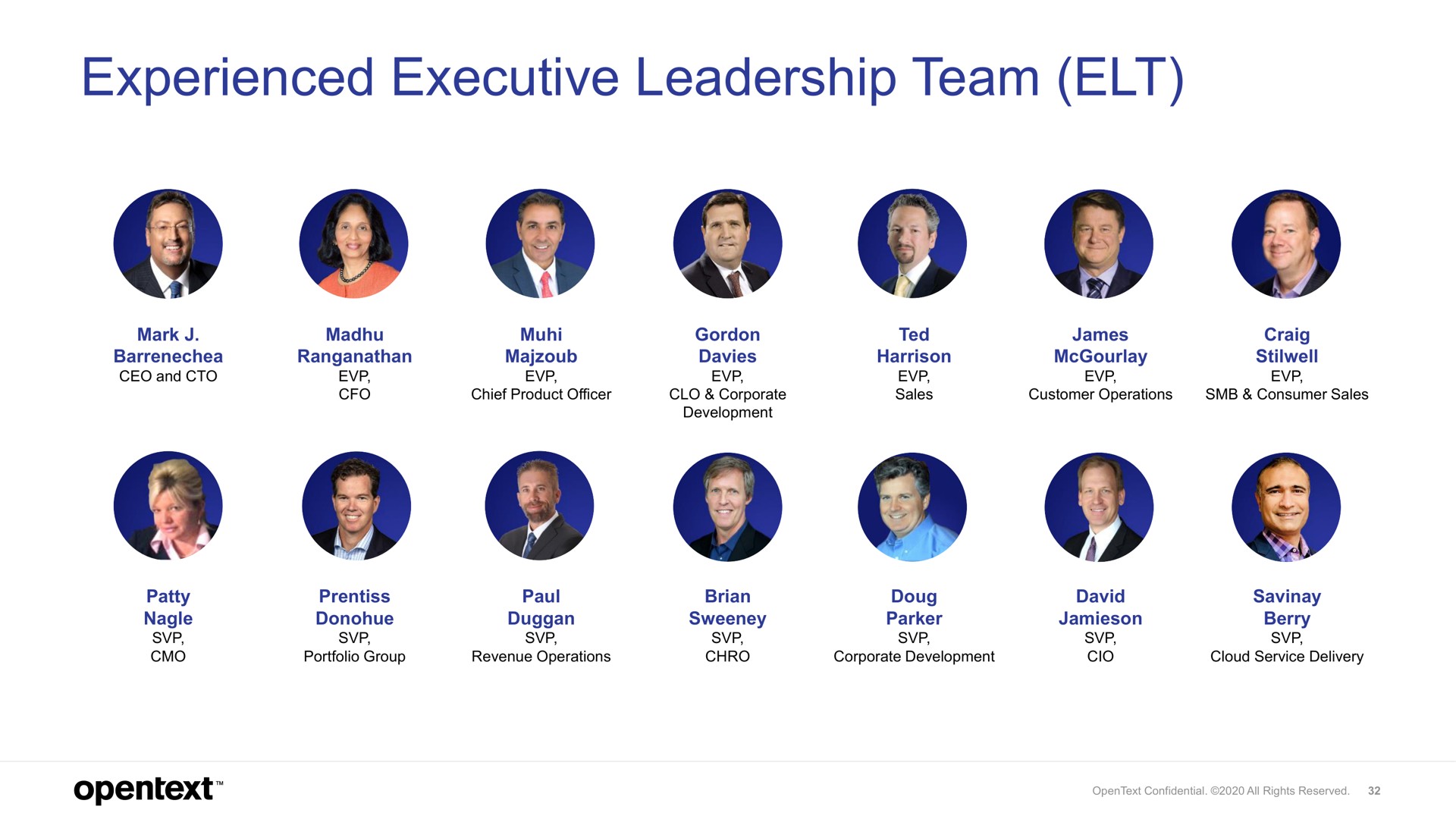 experienced executive leadership team elt | OpenText